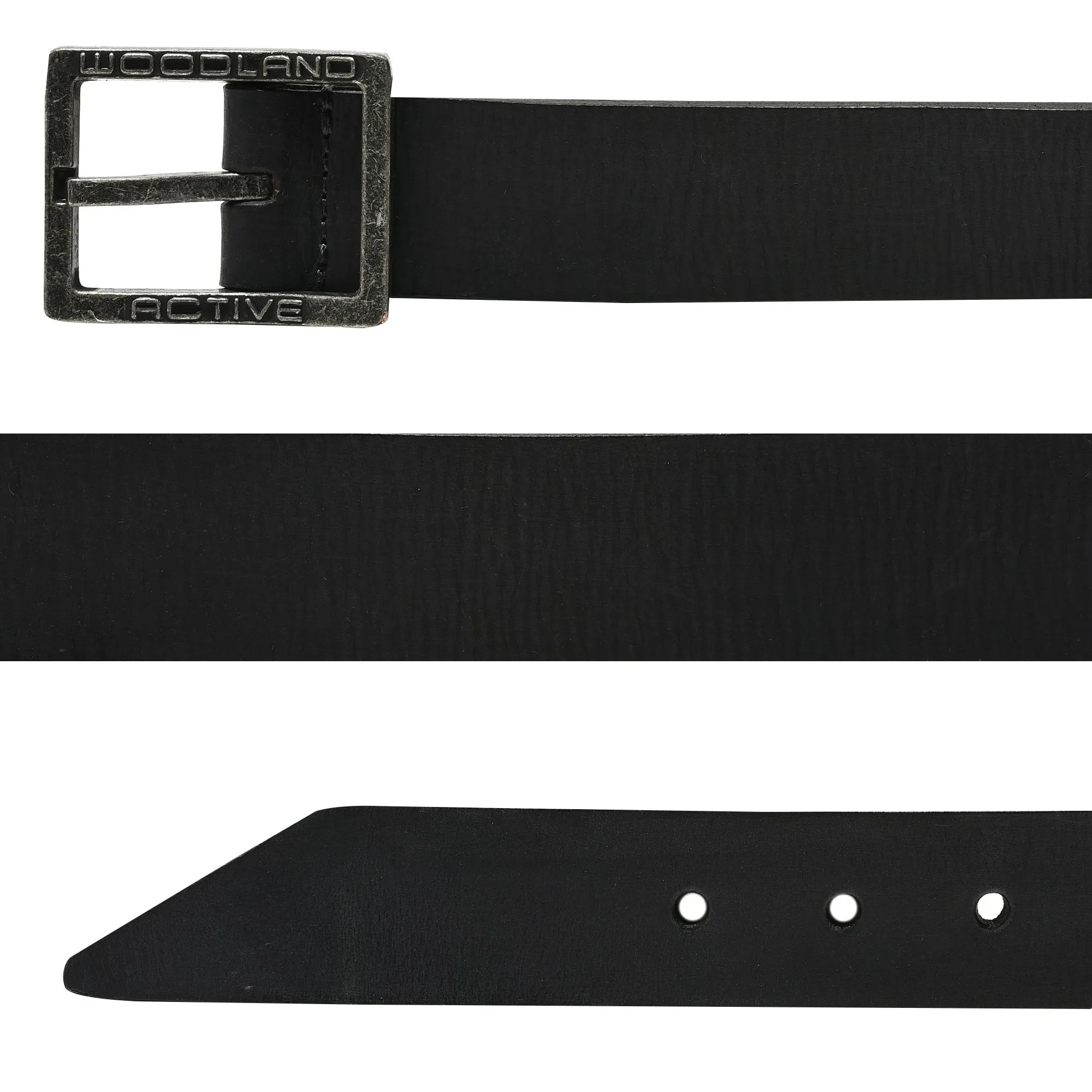 Black men's leather belt - Thumbnail 2