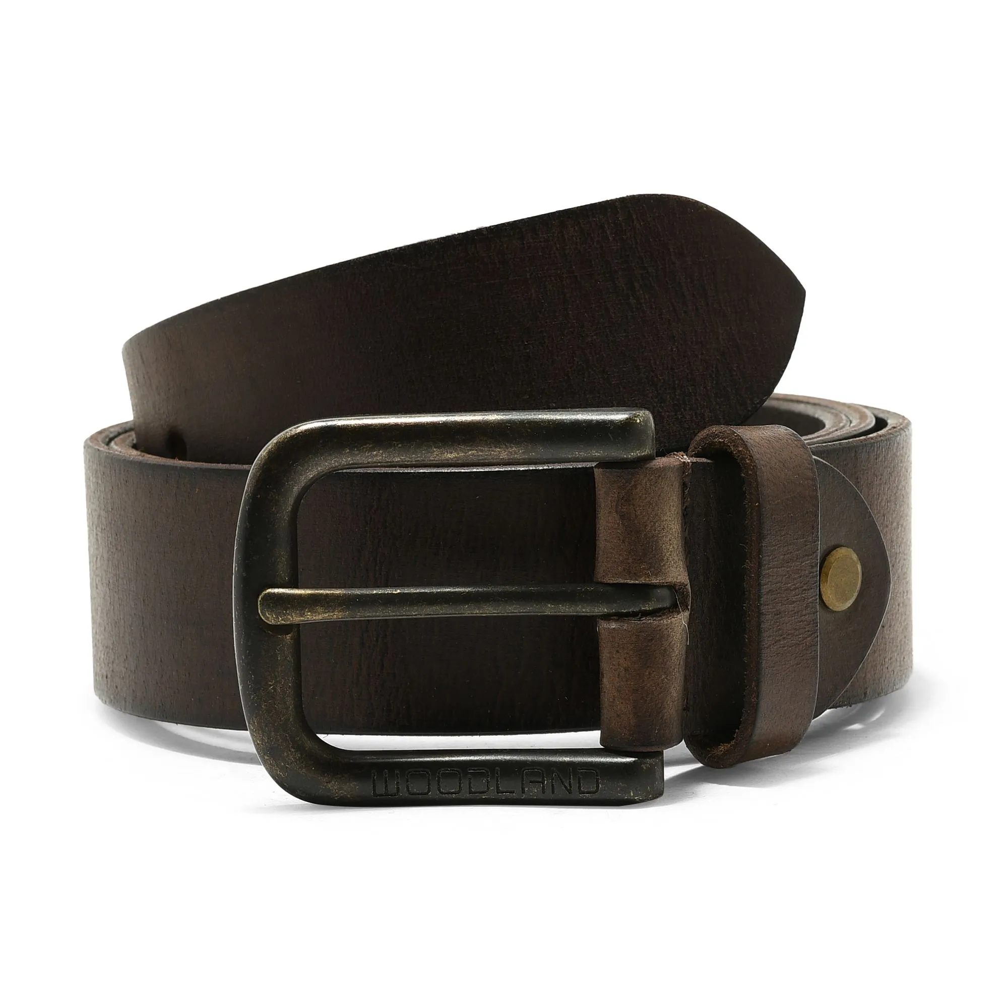 Brown men's leather belt - Thumbnail 1
