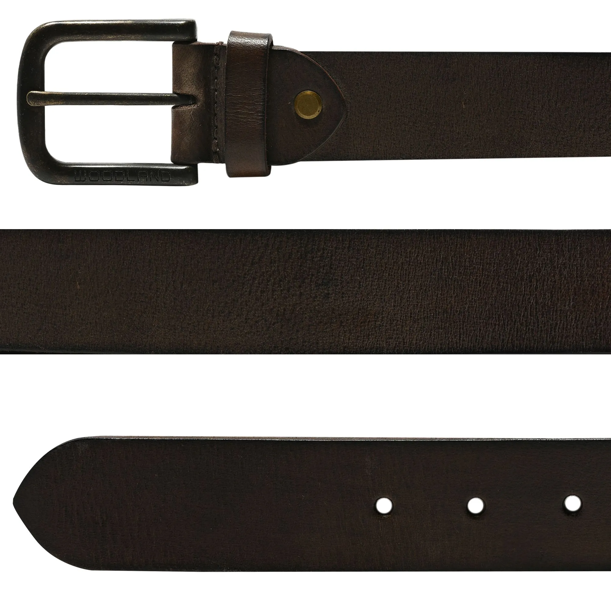 Brown men's leather belt - Thumbnail 2