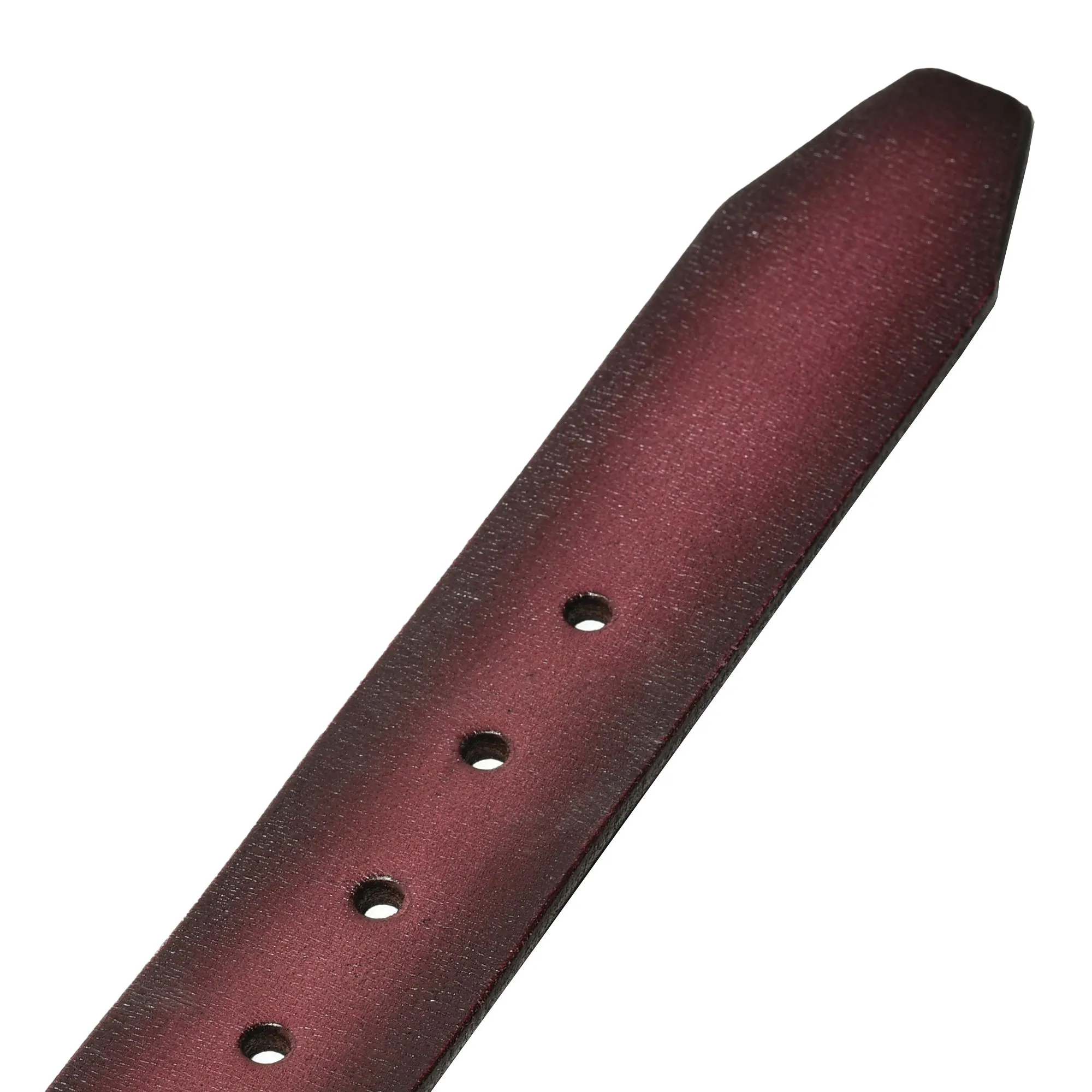 Burgandy men's leather belt - Thumbnail 3