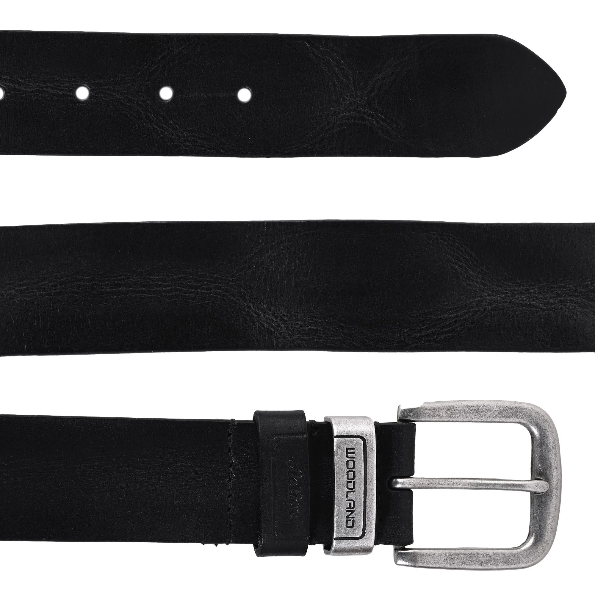 Black Leather Belt for men - Thumbnail 2