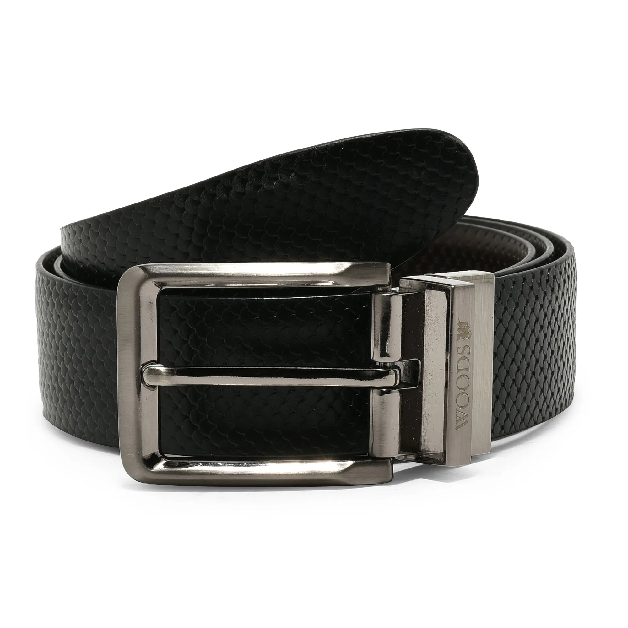 Black/ brown men's reversible leather belt - Thumbnail 1