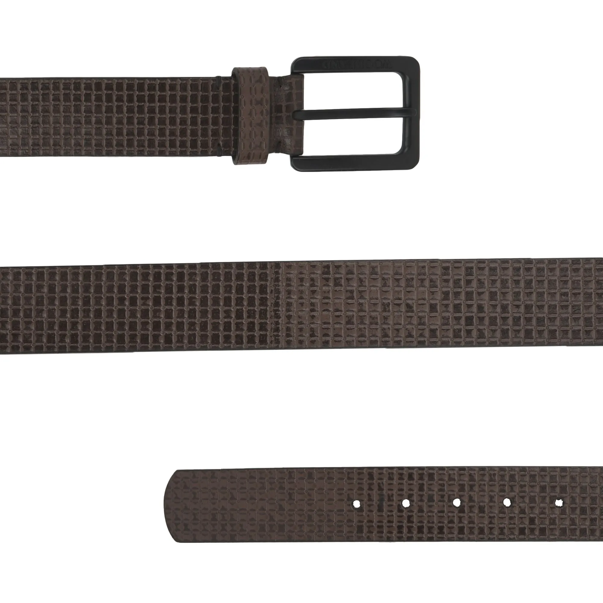 Brown Leather Belt for Men - Thumbnail 2