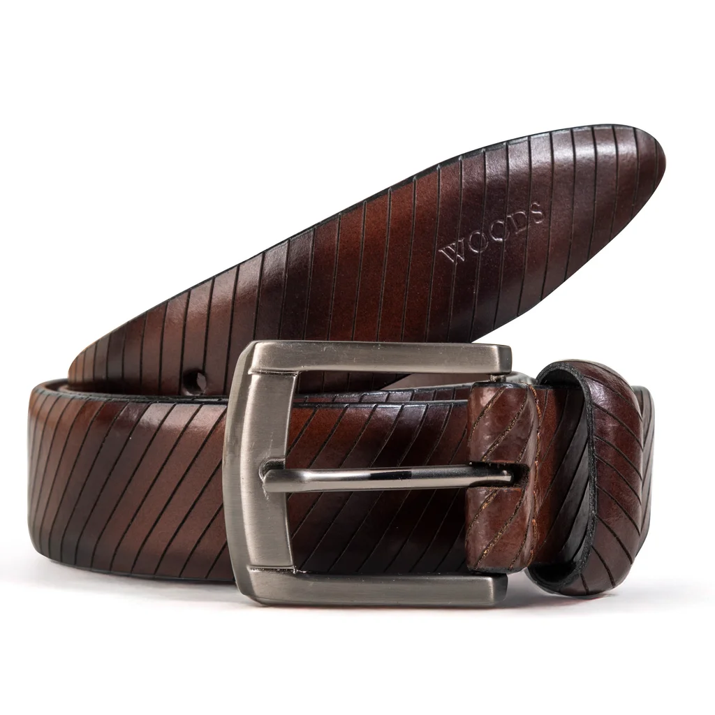 Stylish brown leather belt for men - Image 1