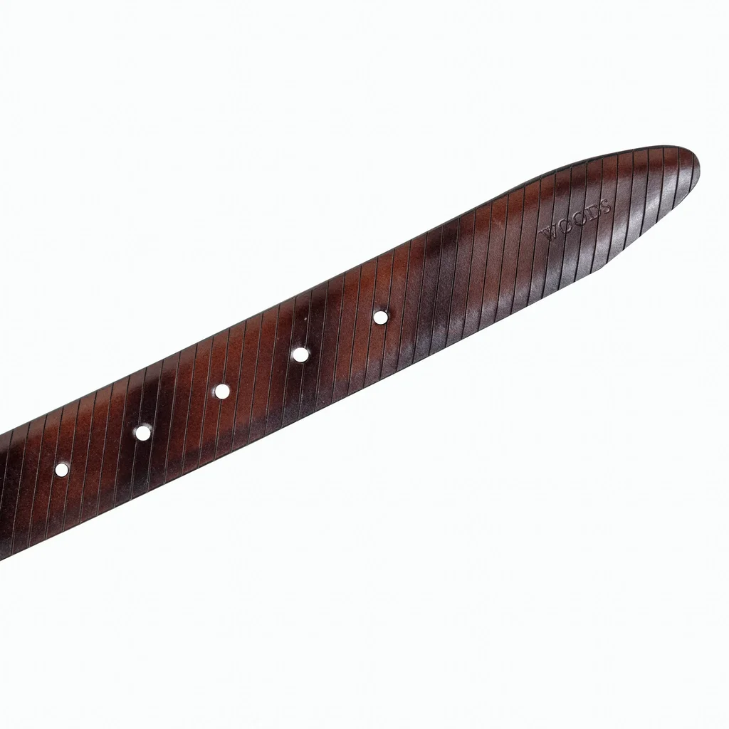 Stylish brown leather belt for men - Thumbnail 3