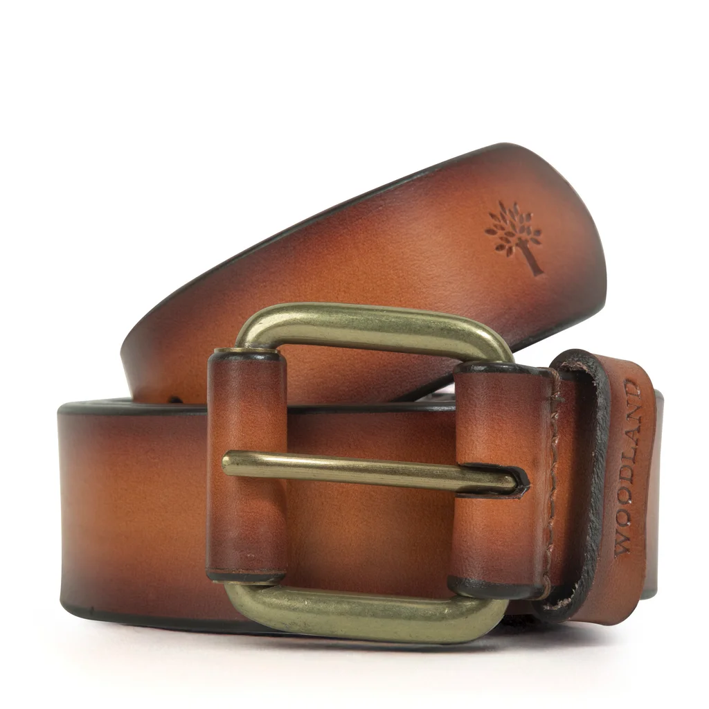 Stylish tan leather belt for men - Thumbnail 1