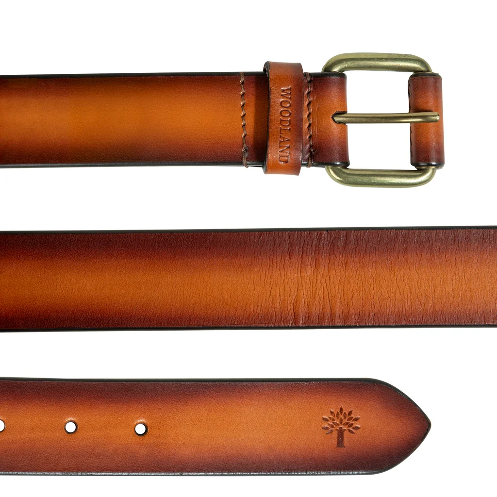 Stylish tan leather belt for men - Thumbnail 2
