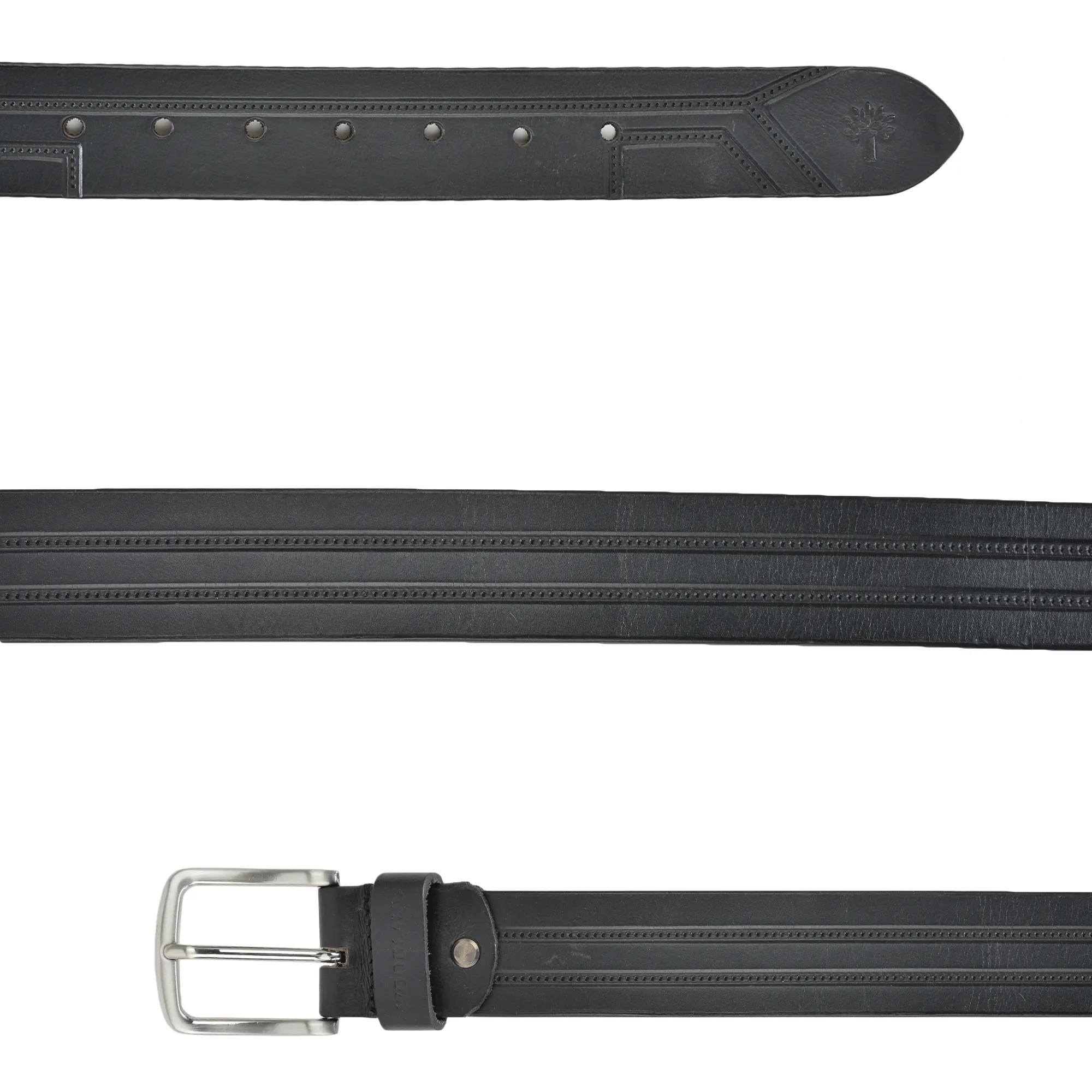 Black Leather Belt For Men - Thumbnail 3