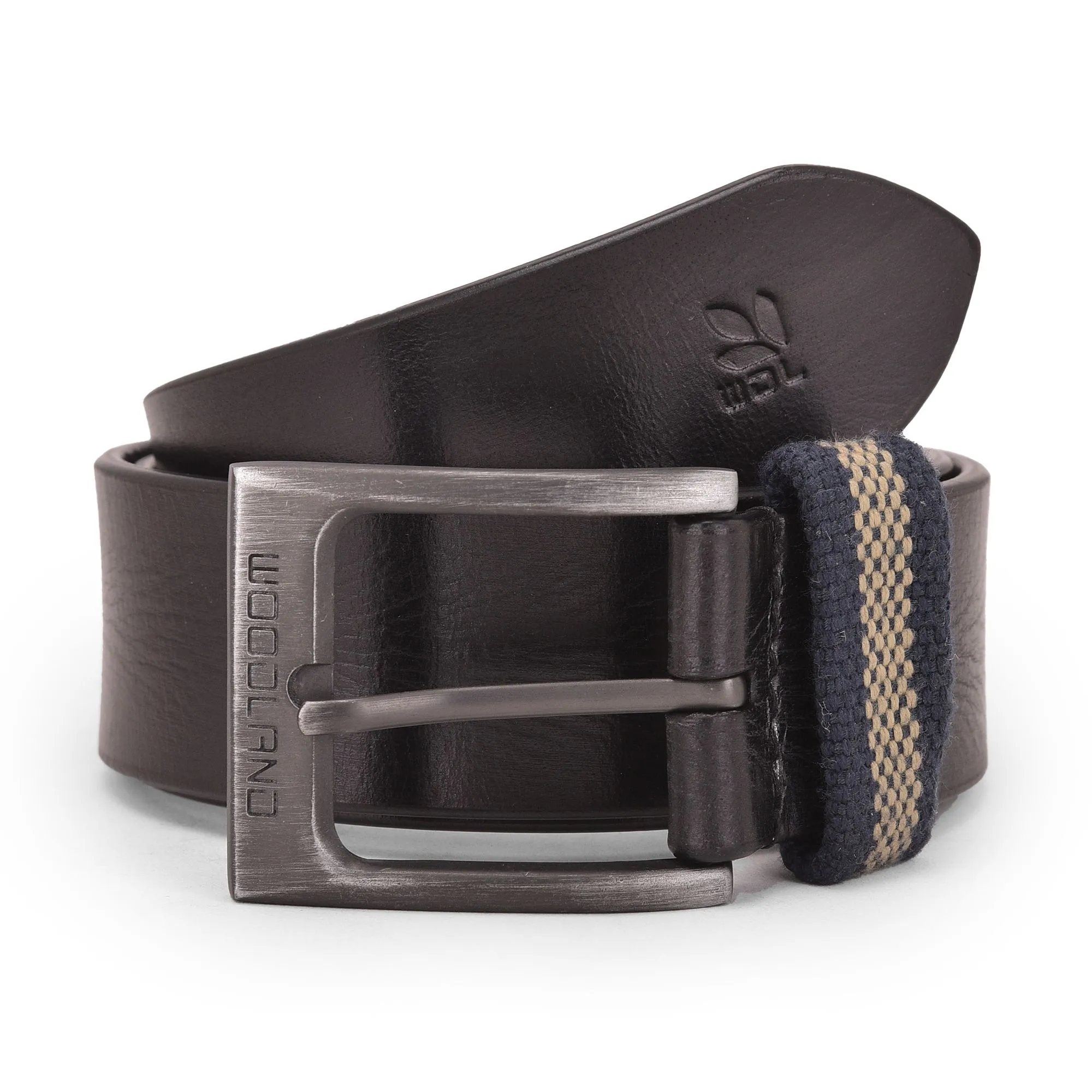 Black men's leather belt - Thumbnail 1