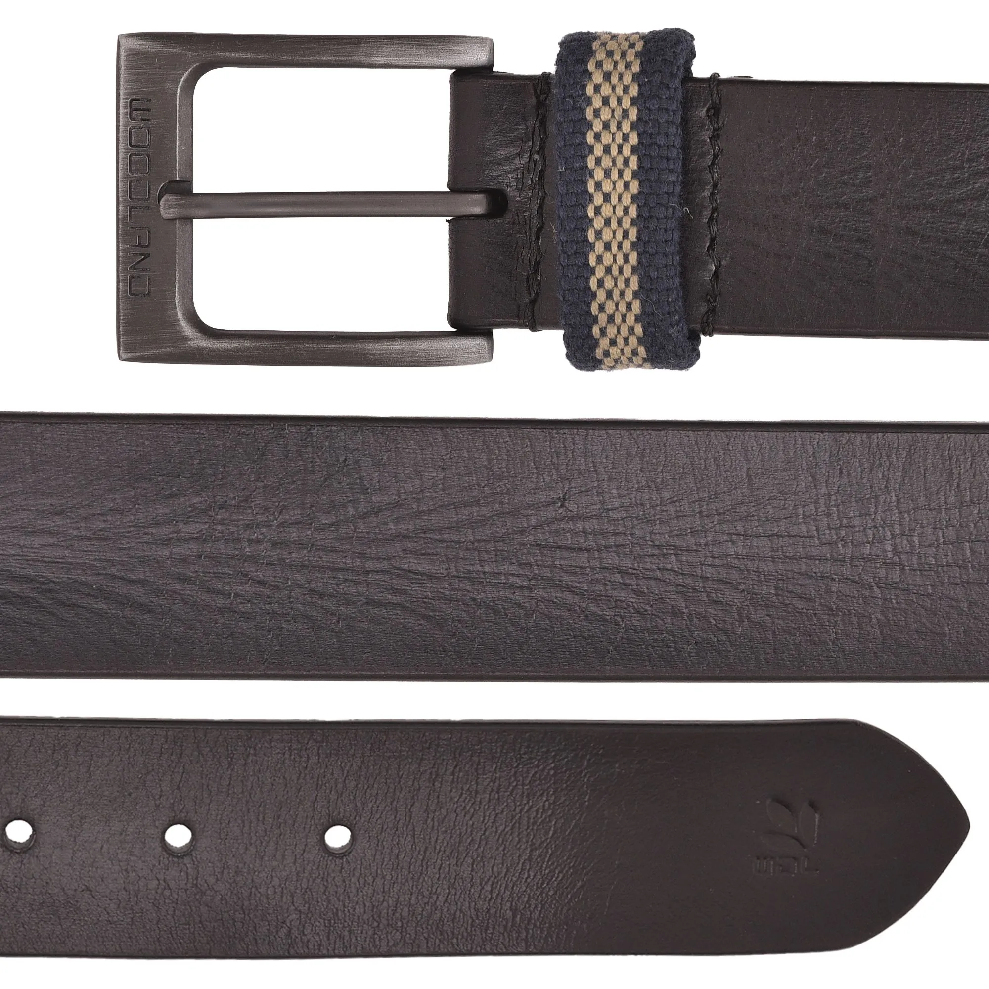 Black men's leather belt - Thumbnail 2