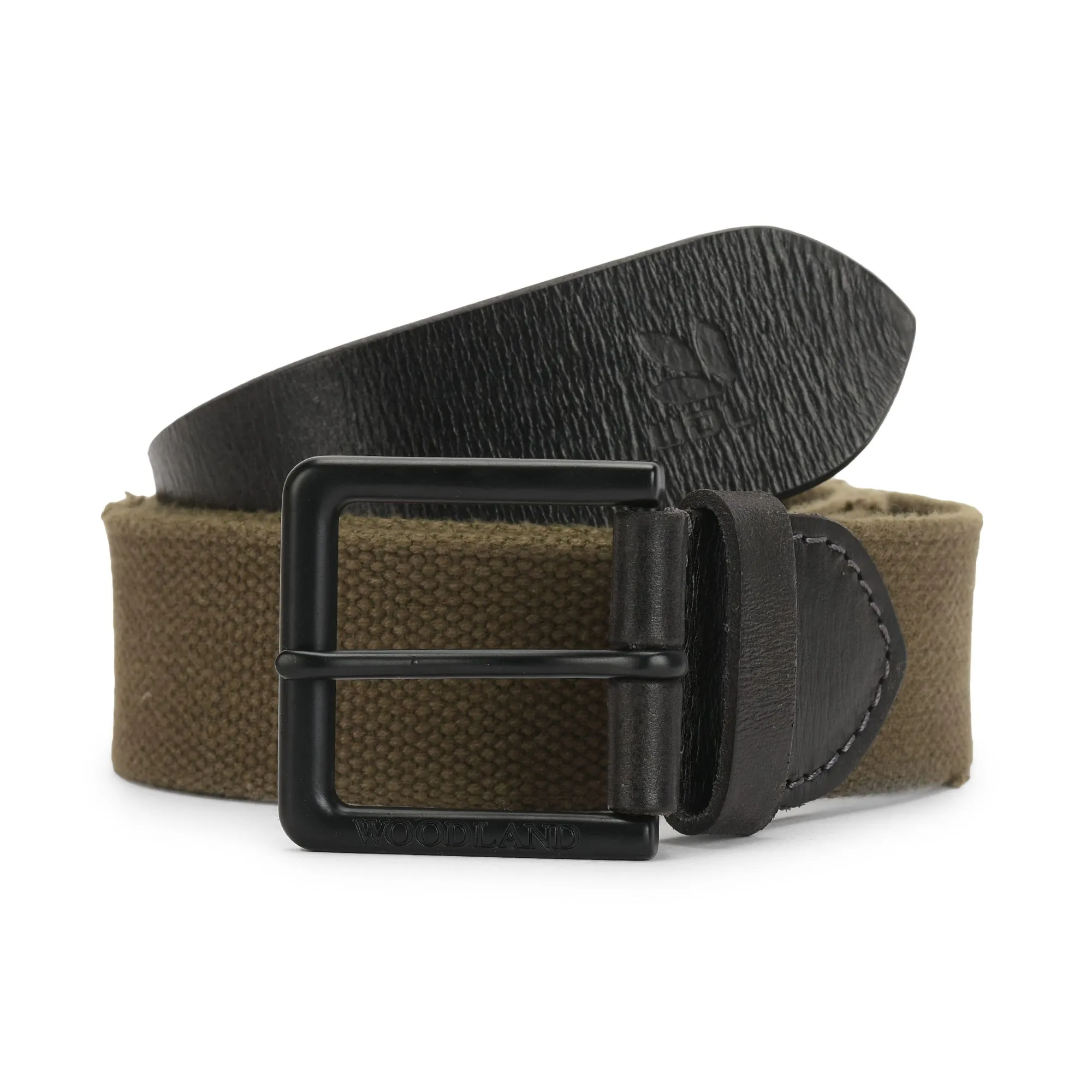 Olive Canvas Leather Belt for men - Thumbnail 1