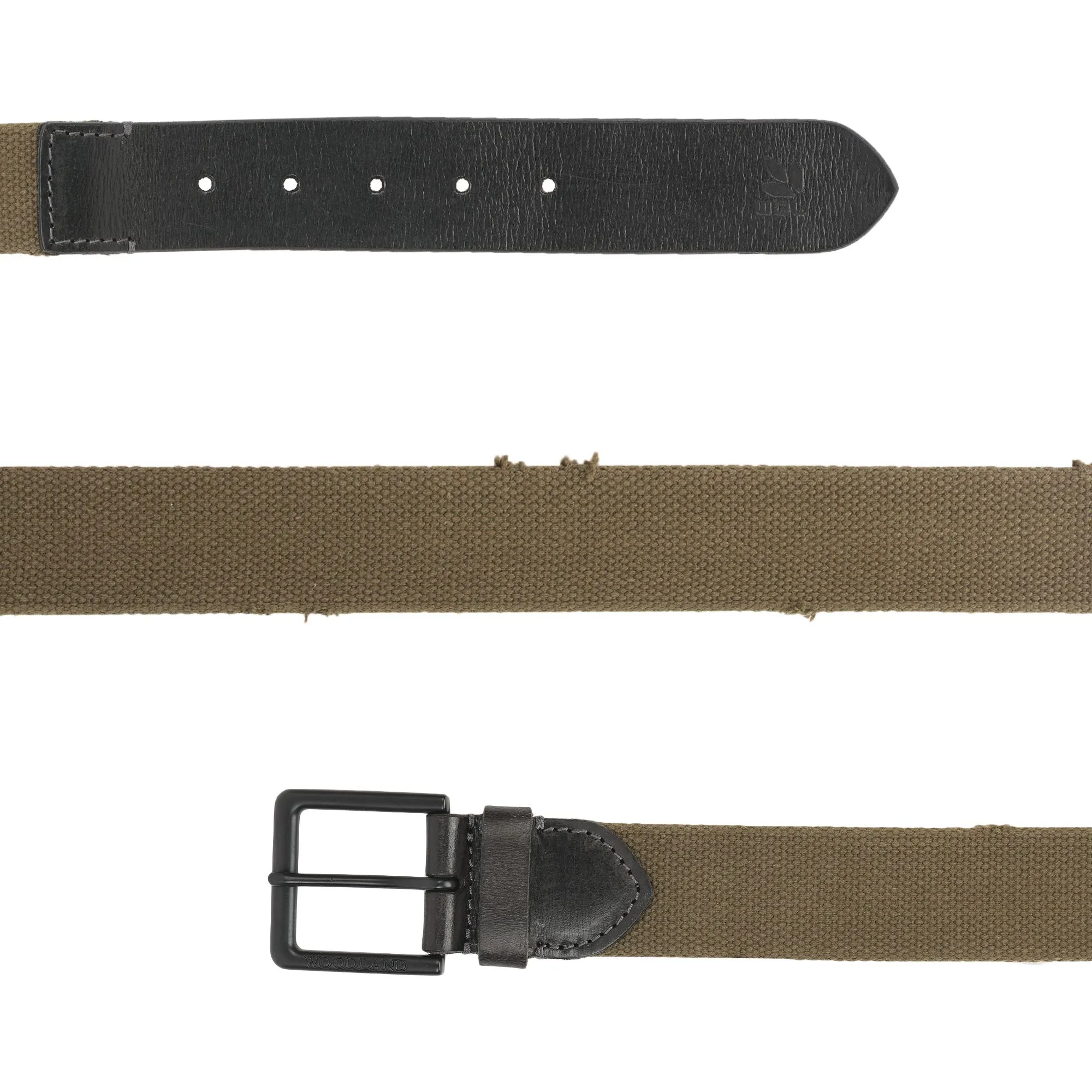 Olive Canvas Leather Belt for men - Thumbnail 2