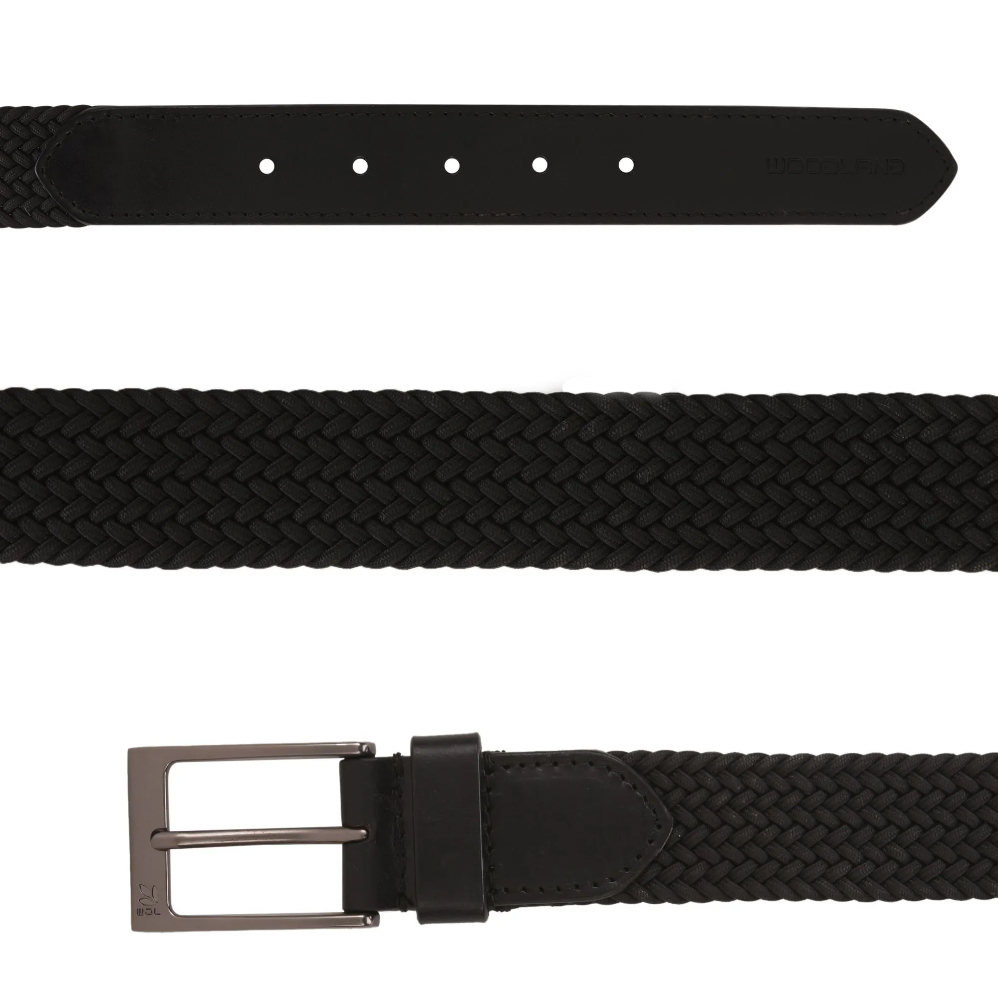 Black canvas leather belt for men - Thumbnail 2