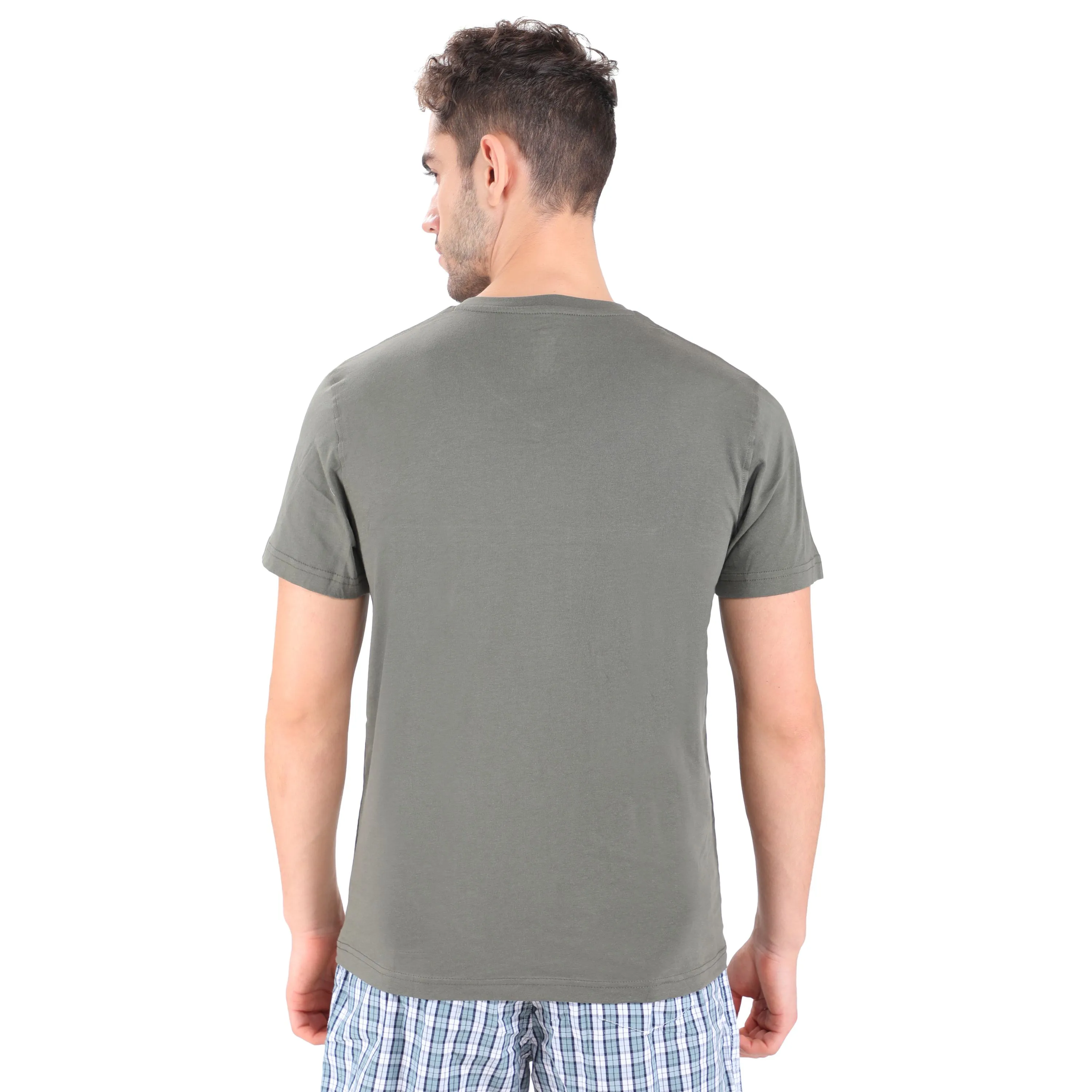 OLIVE V neck t-shirt for men - Thumbnail 5