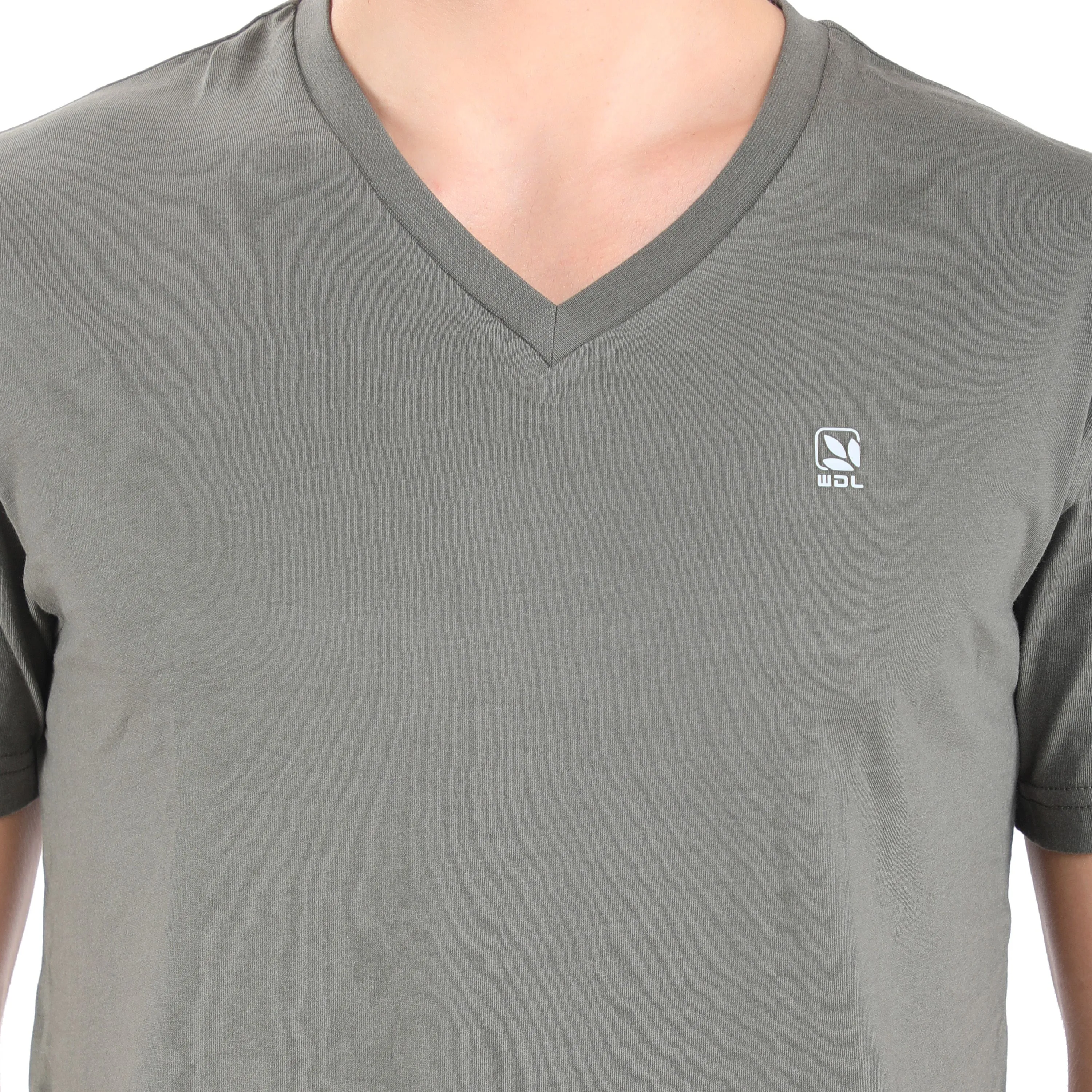 OLIVE V neck t-shirt for men - Thumbnail 6