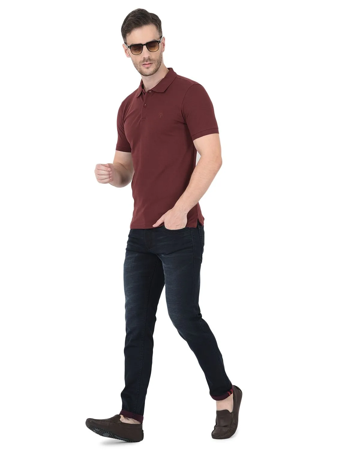 Maroon Polo T-shirt for men - Image 1