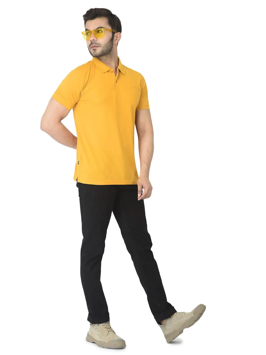 Mustard Polo T-shirt for men - Thumbnail 1