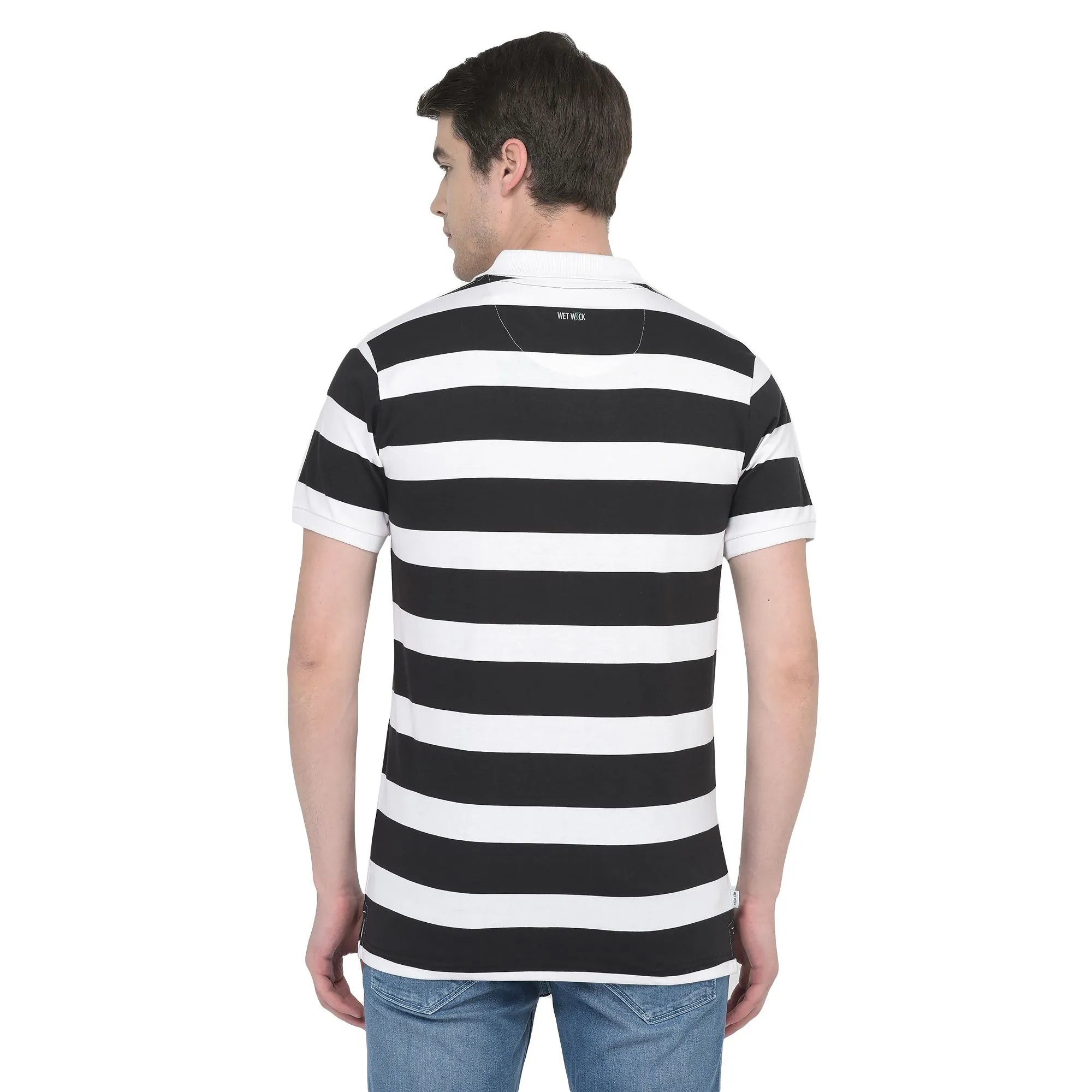 White/Black Polo T-shirt for Men - Thumbnail 5
