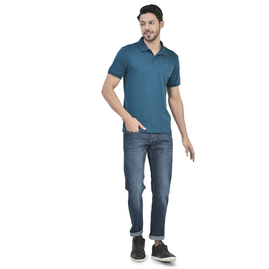 Teal Blue Polo T-shirt for men - Image 1