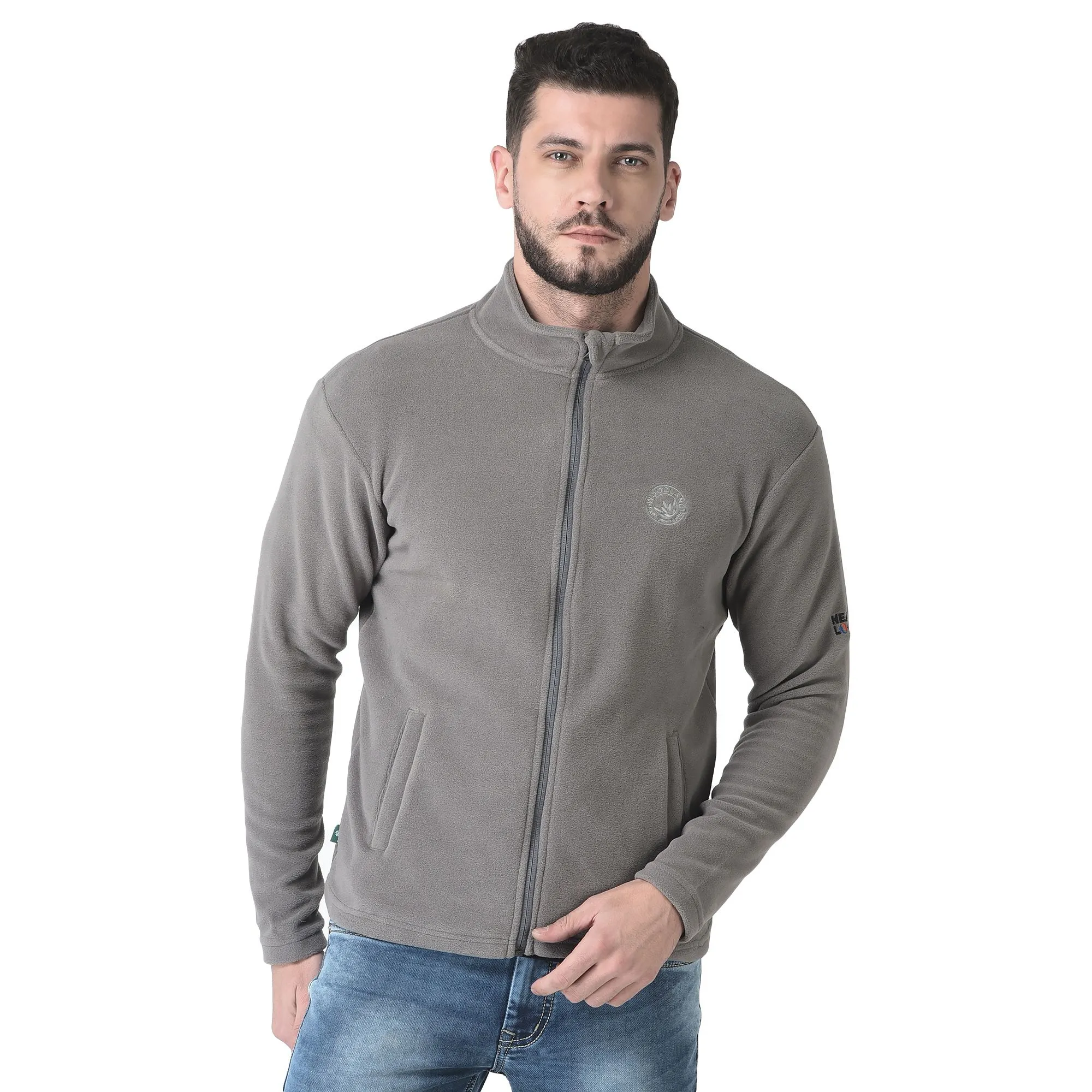 Grey Fleece Jacket for Men - Thumbnail 2