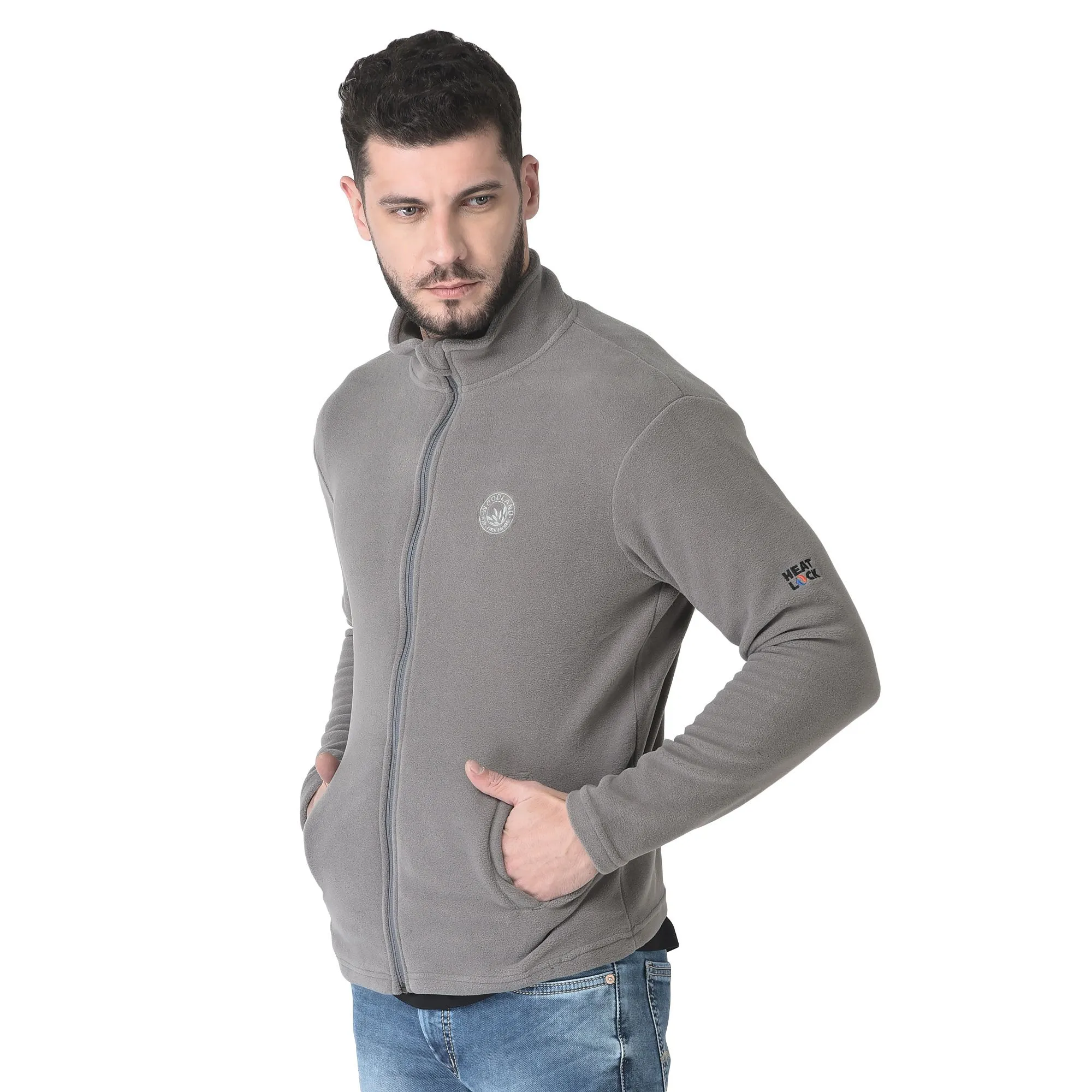 Grey Fleece Jacket for Men - Thumbnail 3