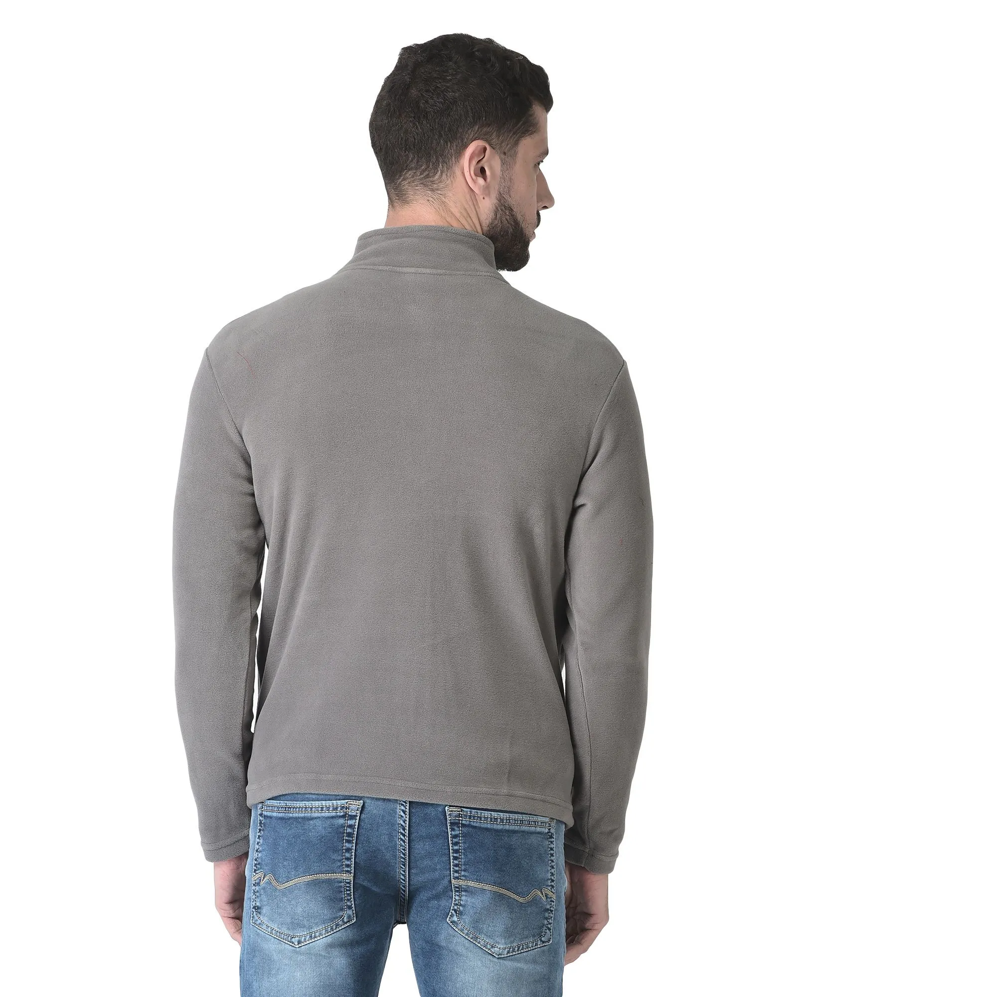 Grey Fleece Jacket for Men - Thumbnail 5