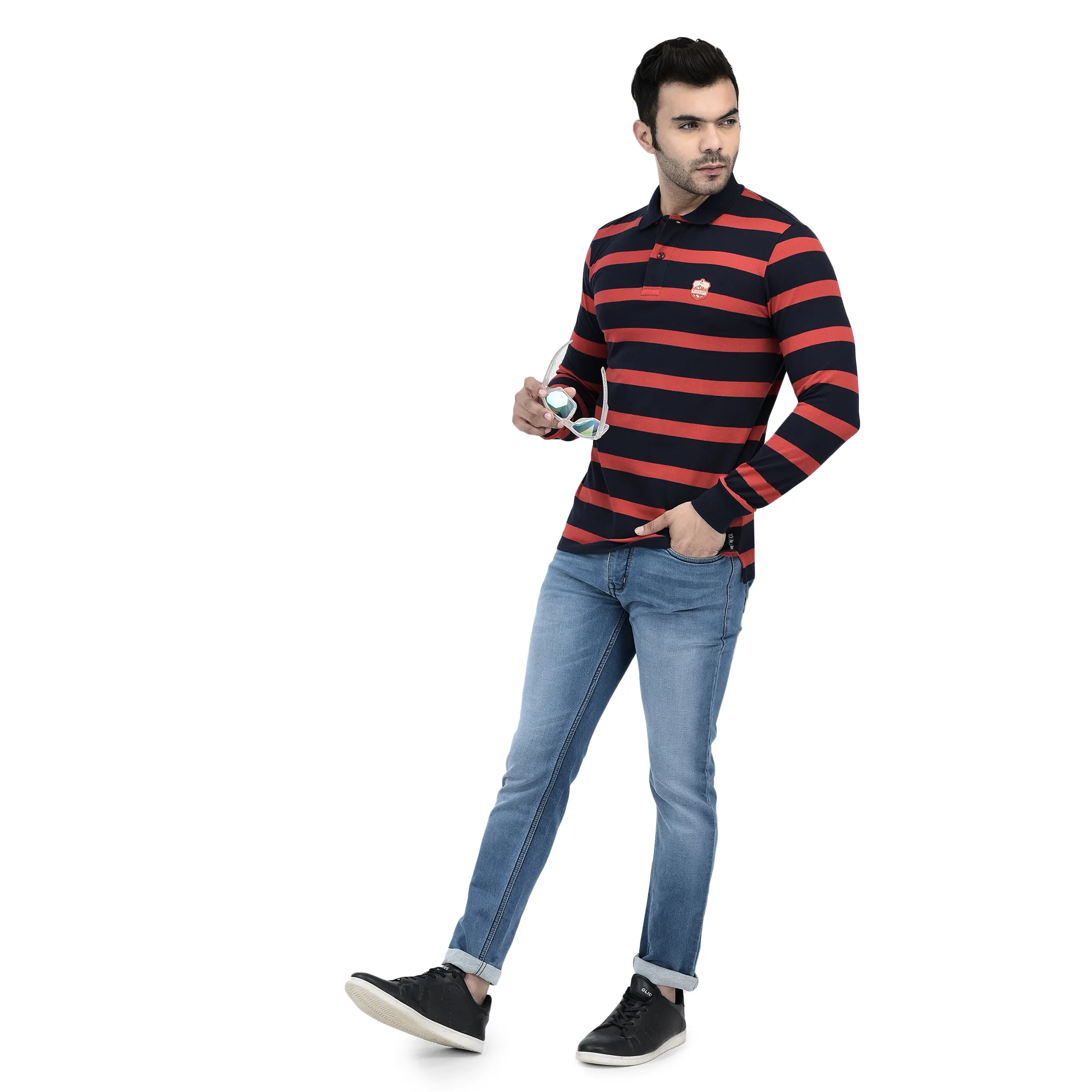 Red/Navy Polo T-shirt for Men - Image 1