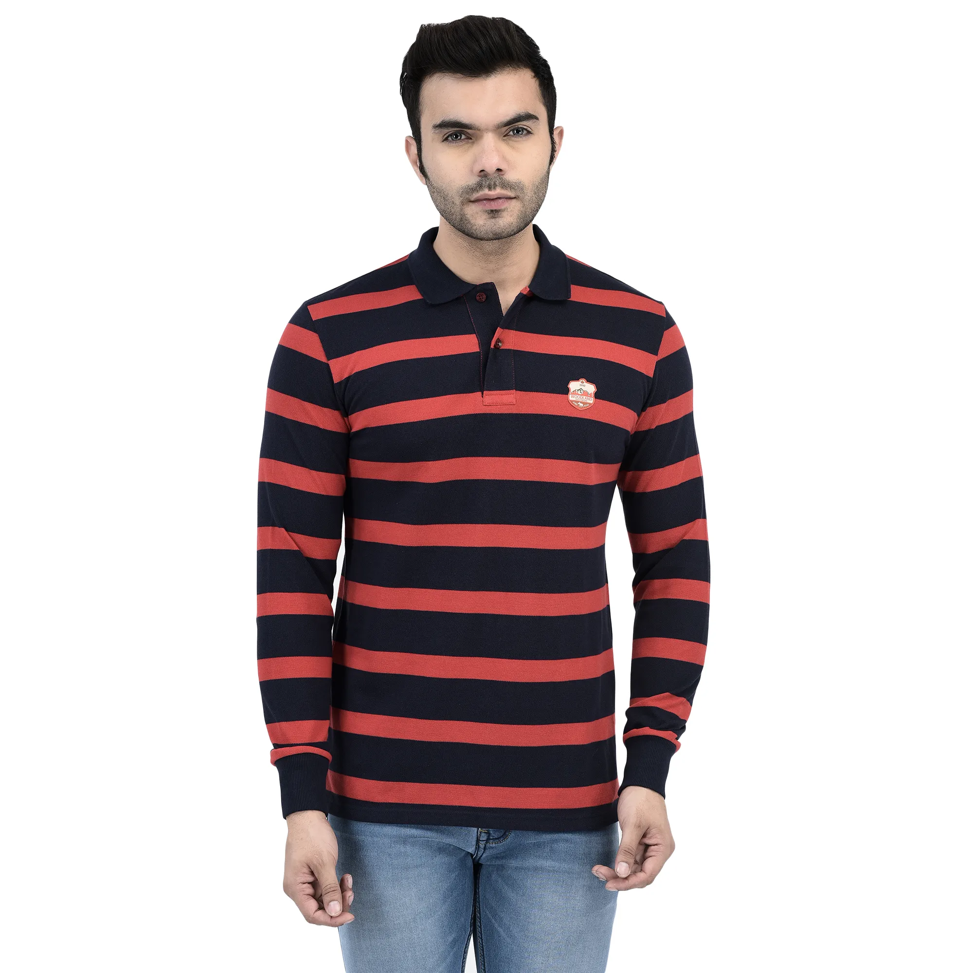 Red/Navy Polo T-shirt for Men - Thumbnail 2