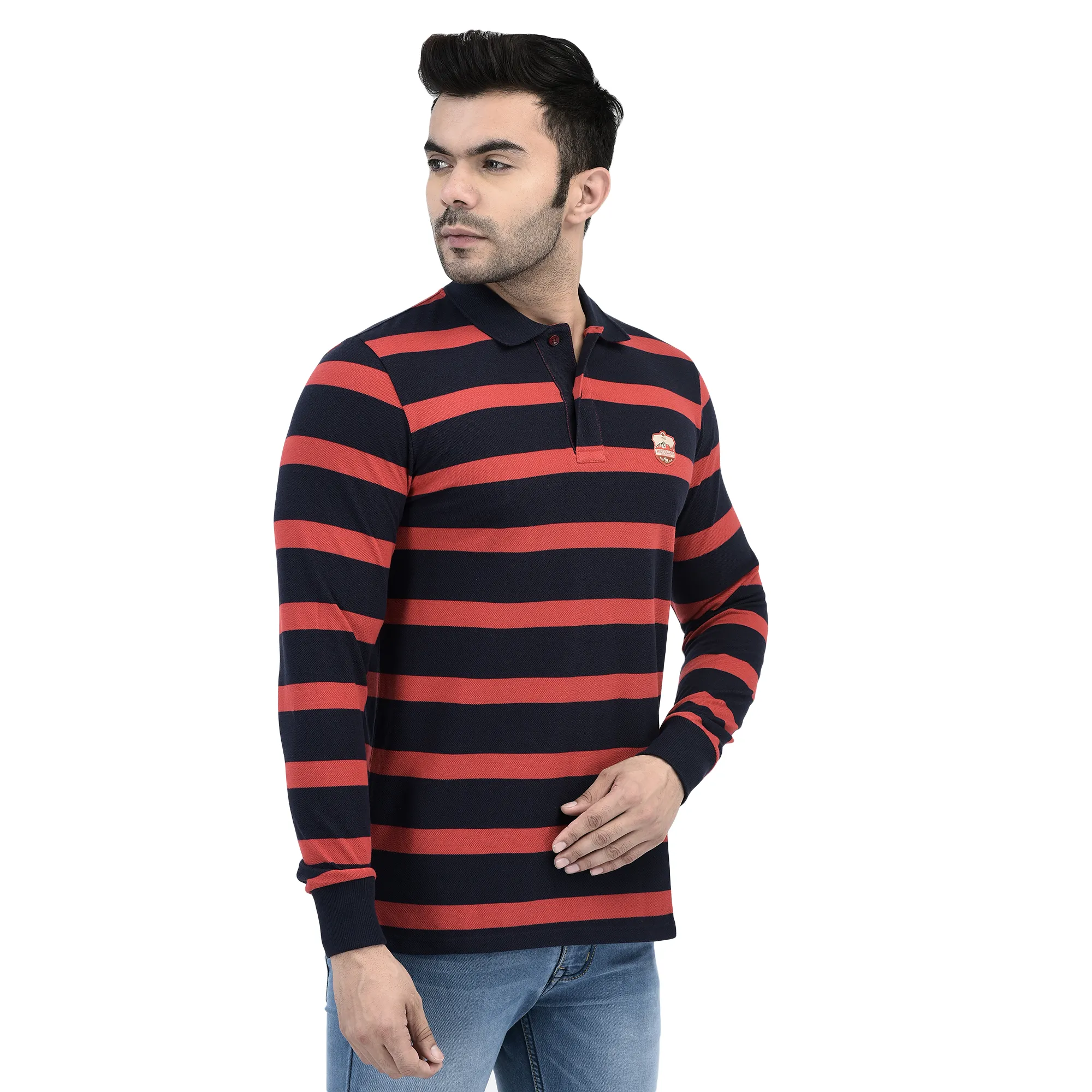 Red/Navy Polo T-shirt for Men - Thumbnail 4
