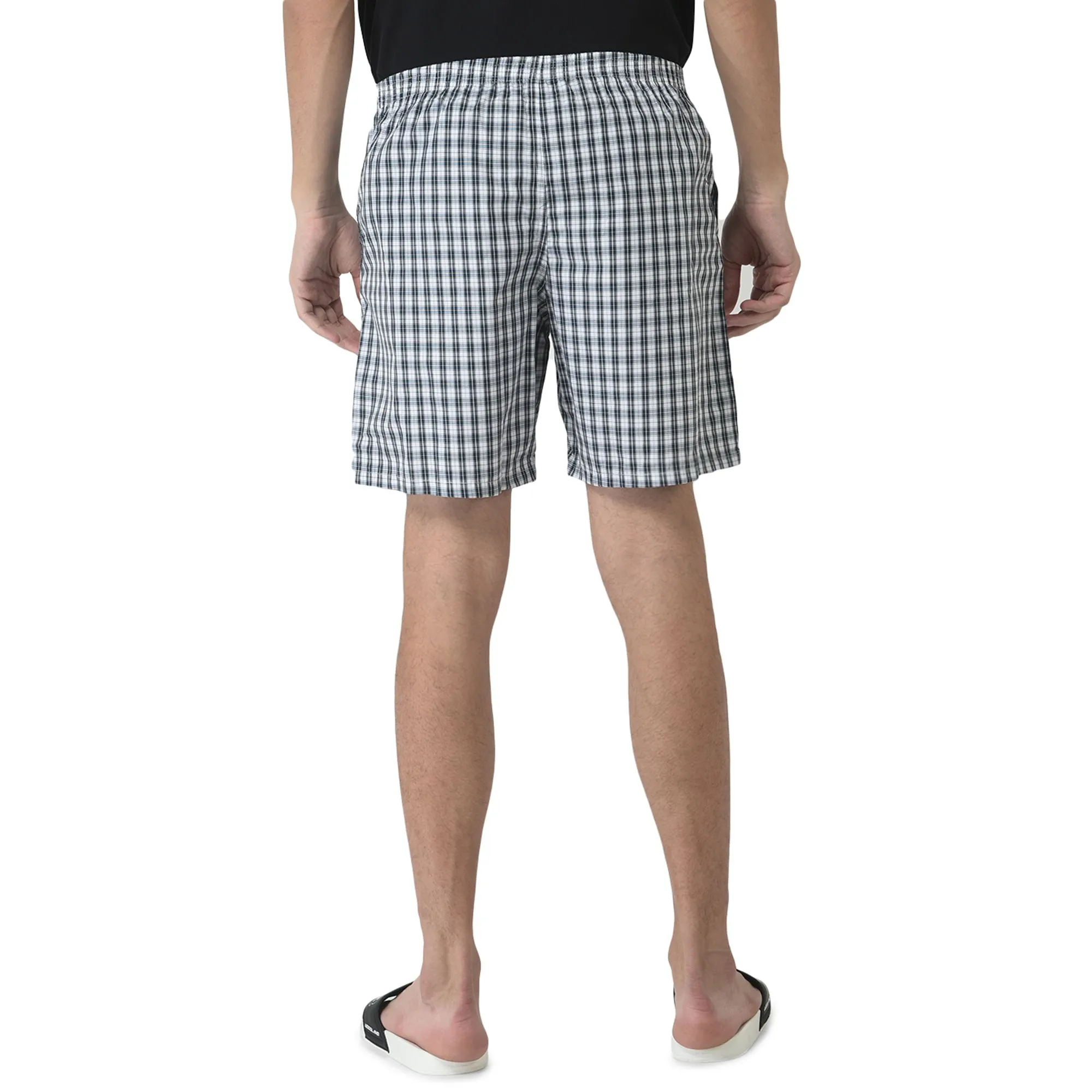 Black/White Checkered Shorts for Men - Thumbnail 5