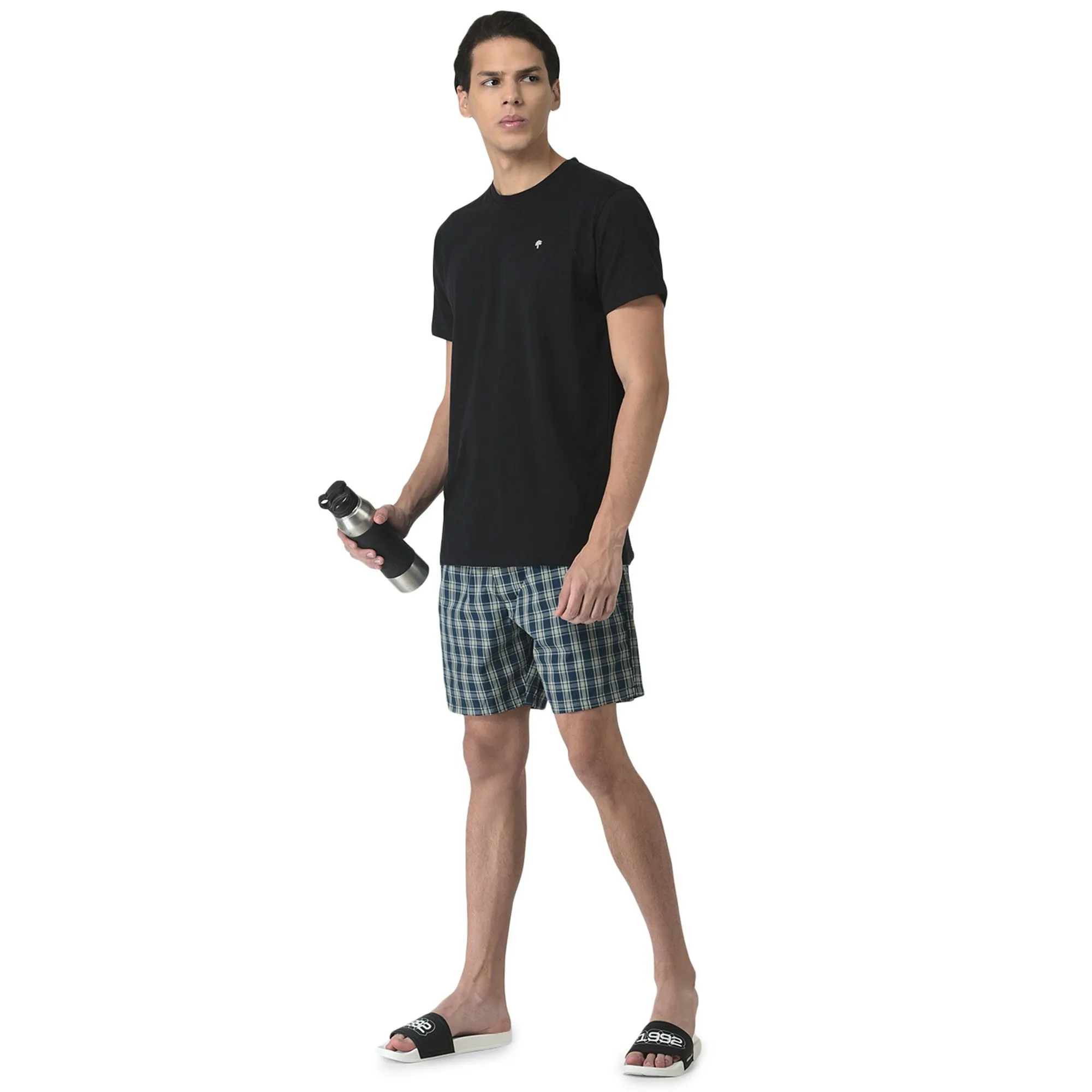 navy-green-checkered-shorts-for-men