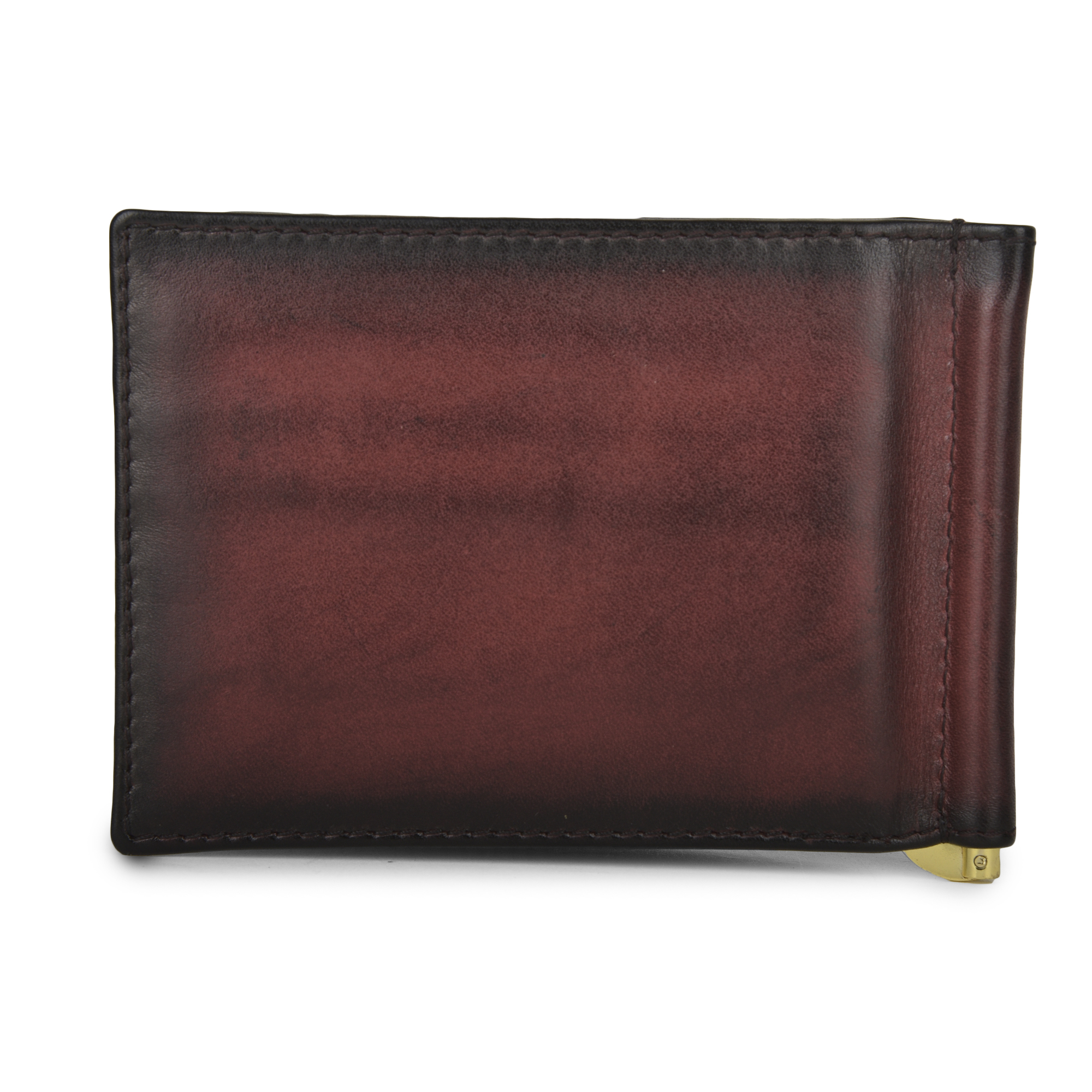 Cherry leather wallet with money clipper - Thumbnail 3