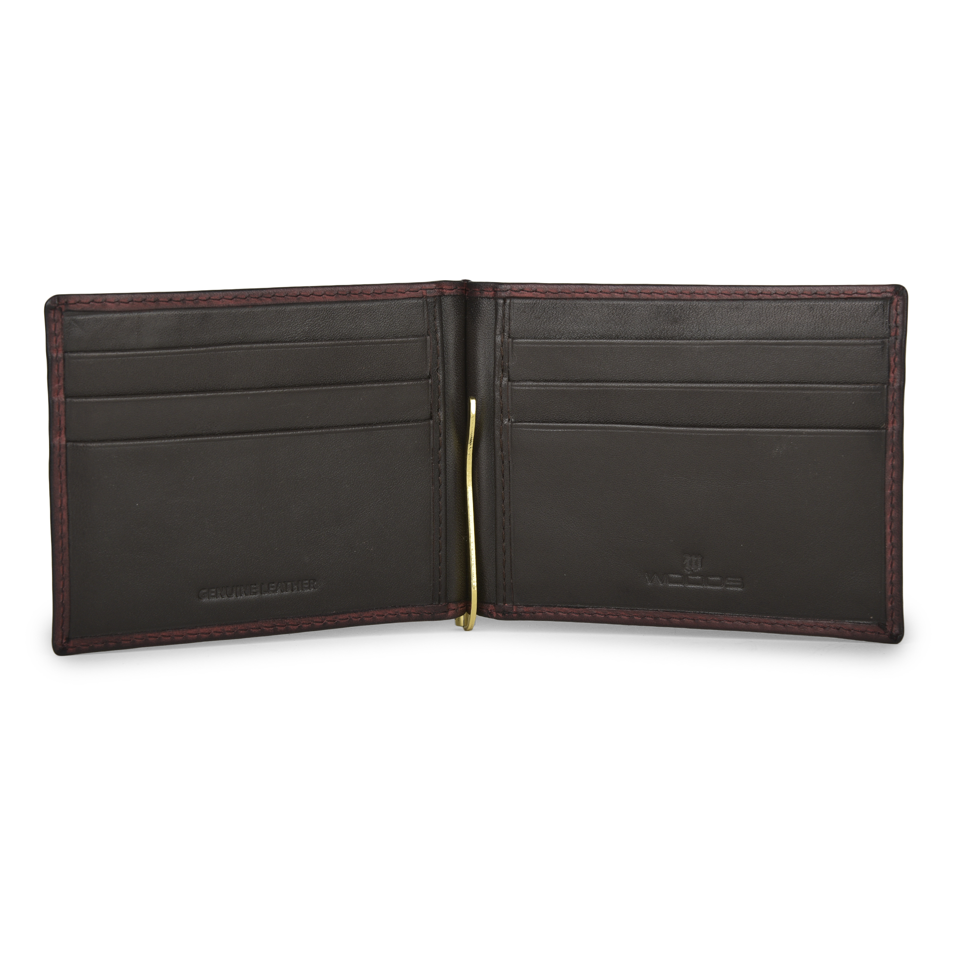 Cherry leather wallet with money clipper - Thumbnail 5