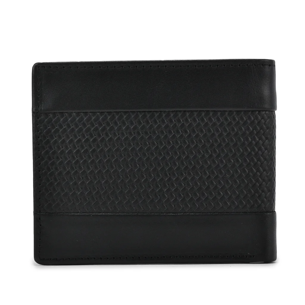 Black bi-fold wallet for men  - Thumbnail 2