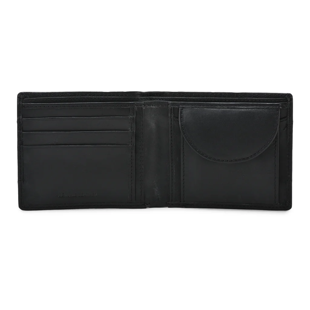 Black bi-fold wallet for men  - Thumbnail 3