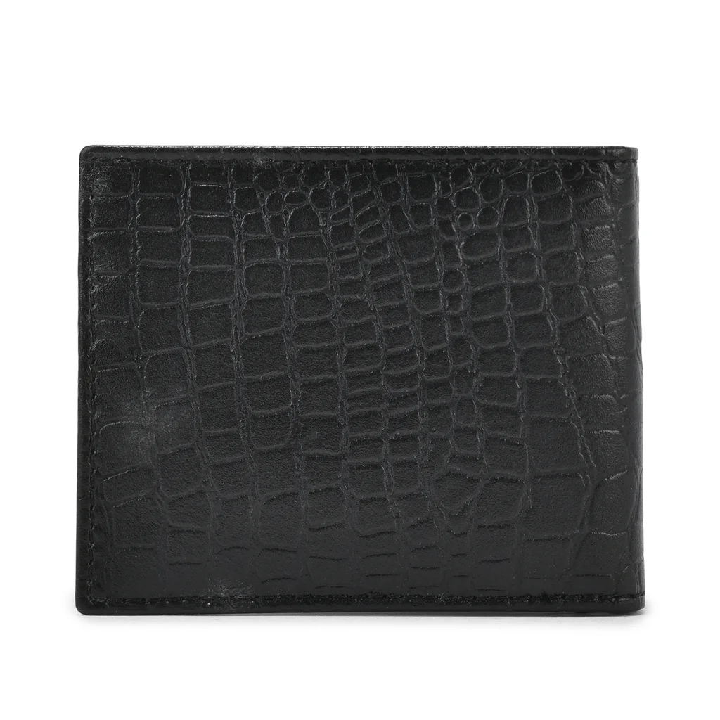 Black bi-fold wallet for men - Thumbnail 2