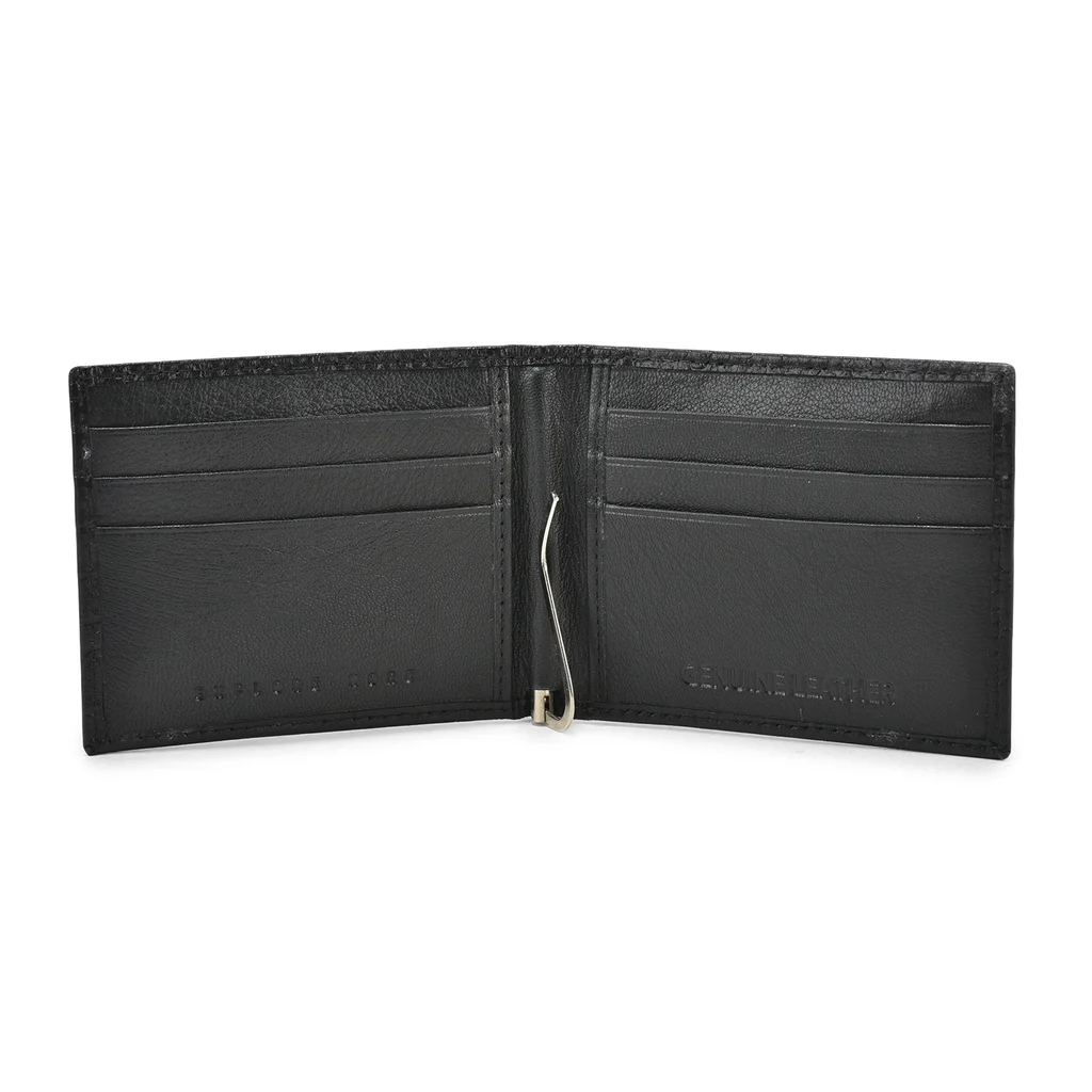 Black bi-fold wallet for men - Thumbnail 3