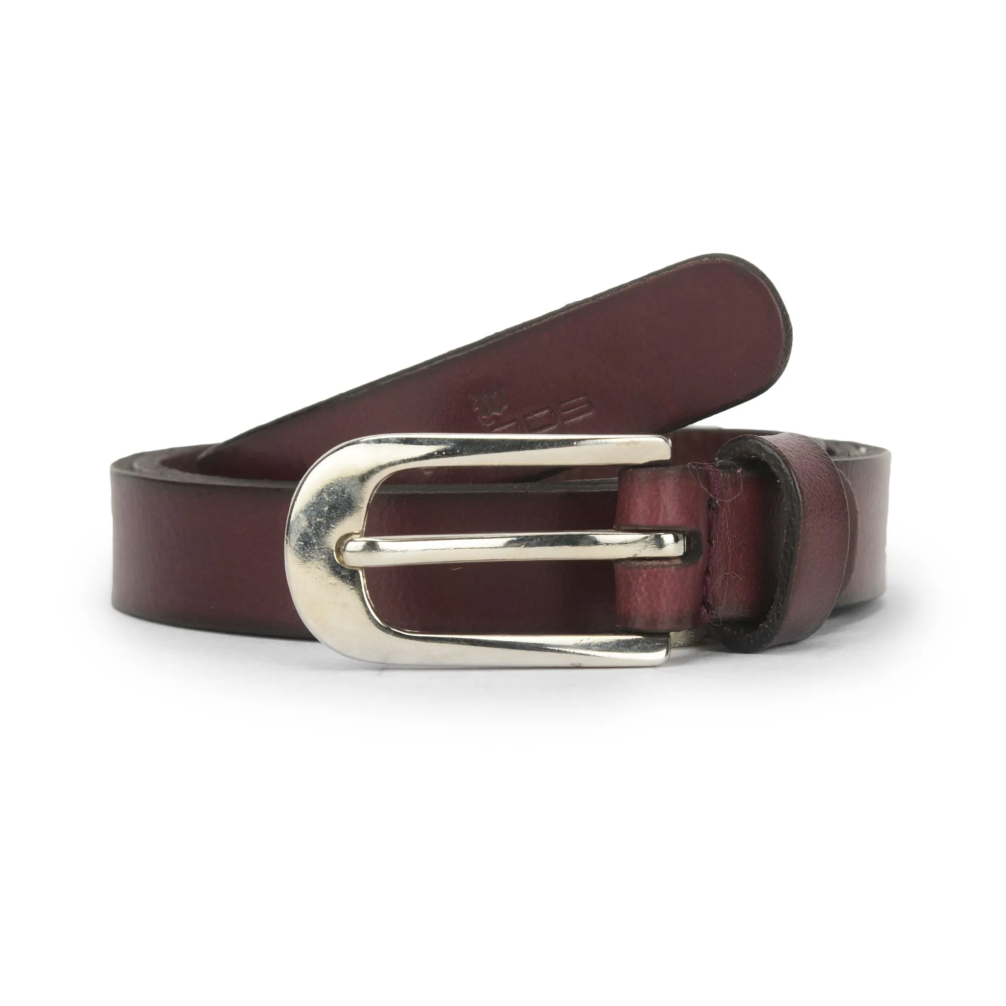 Burgundy leather belt for women - Thumbnail 1