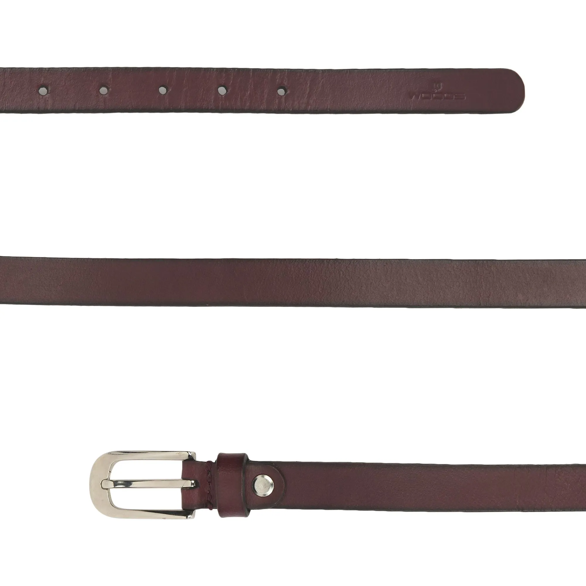 Burgundy leather belt for women - Thumbnail 2