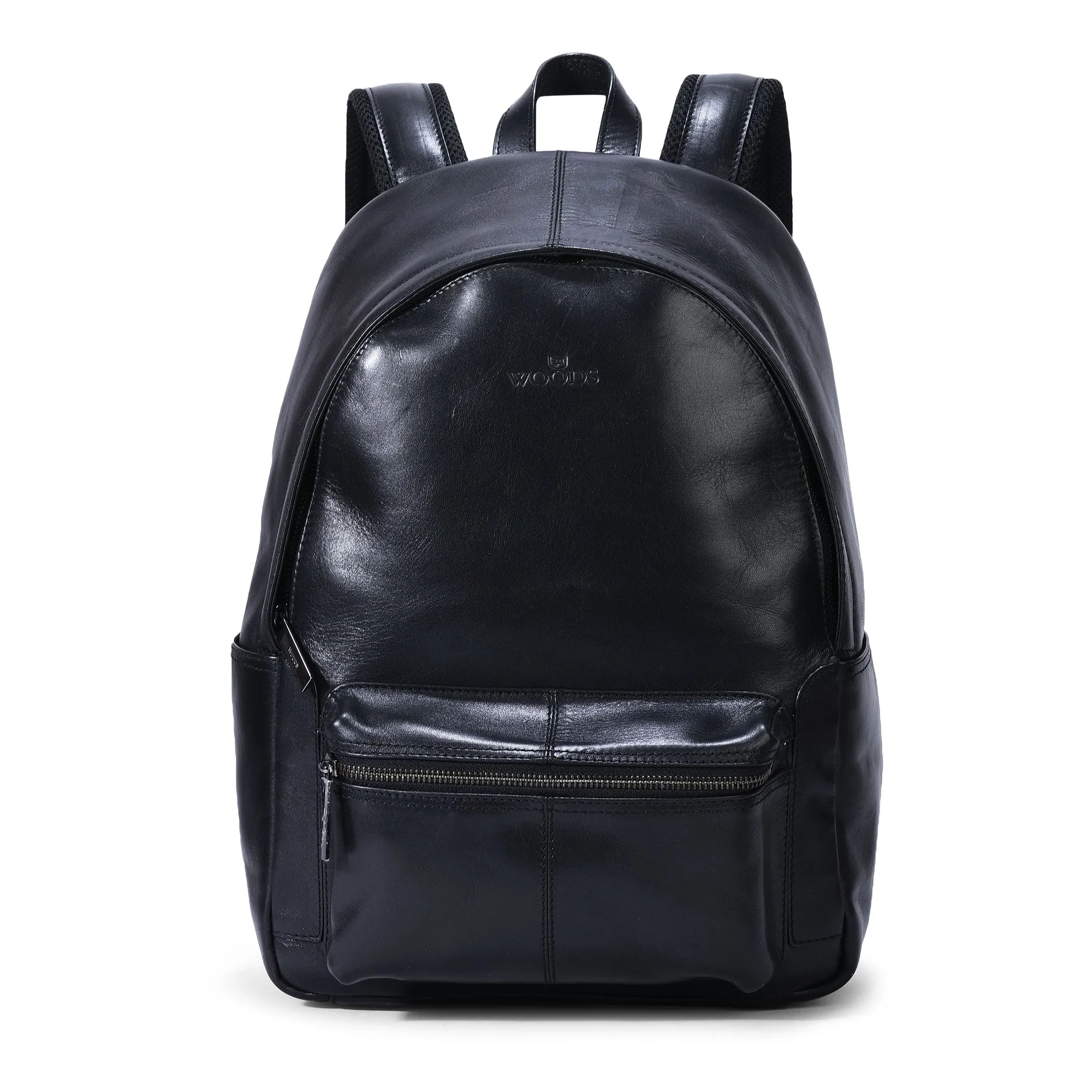 Black unisex leather backpack - Image 1