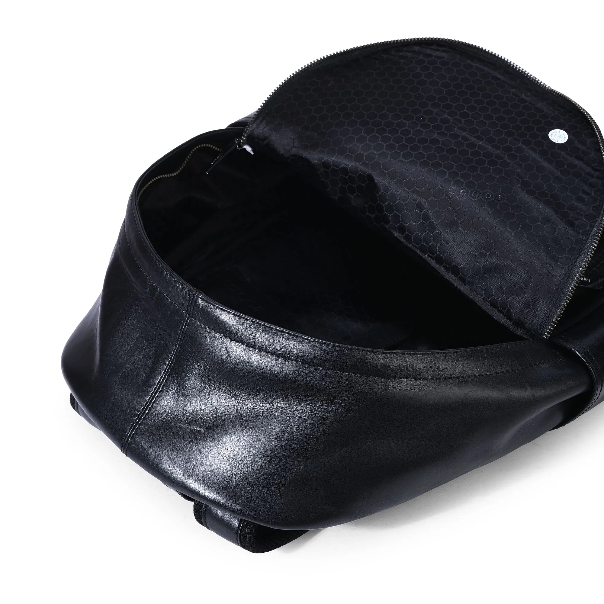 Black unisex leather backpack - Thumbnail 4