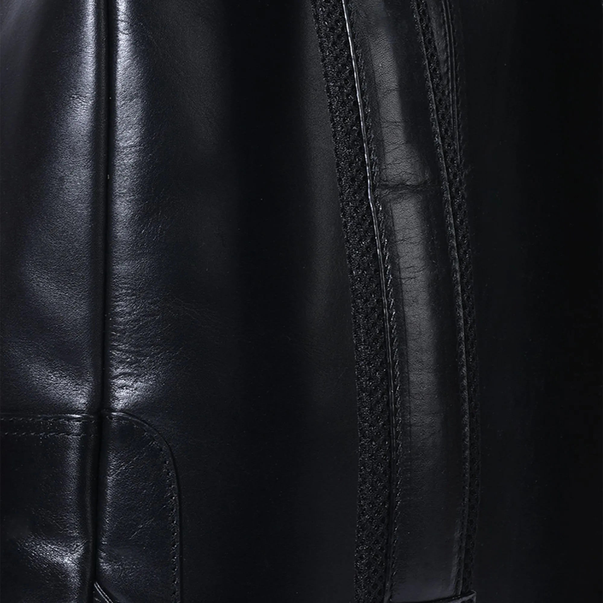 Black unisex leather backpack - Thumbnail 5