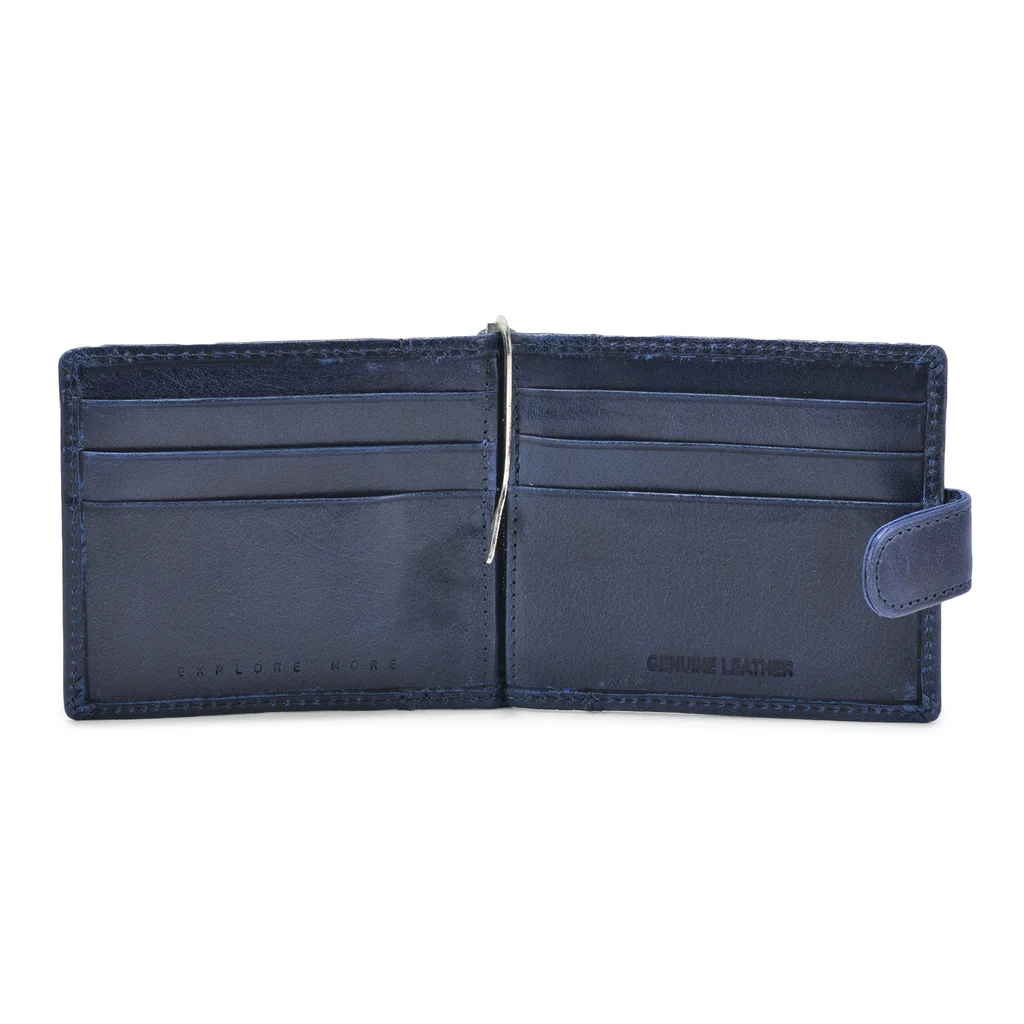 Blue wallet with money clipper - Thumbnail 3