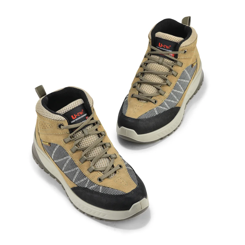 Khaki Casual lace-up boots for men - Thumbnail 2