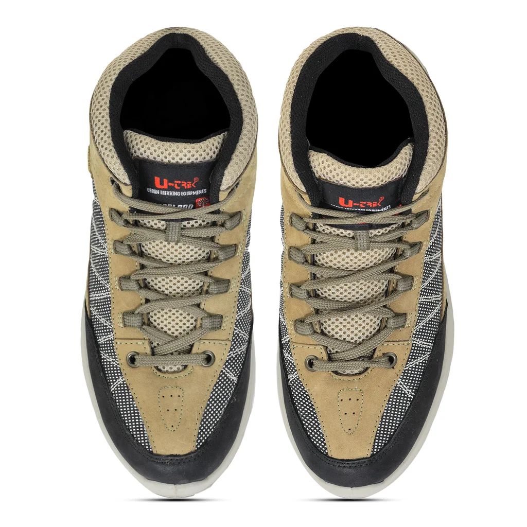 Khaki Casual lace-up boots for men - Thumbnail 3