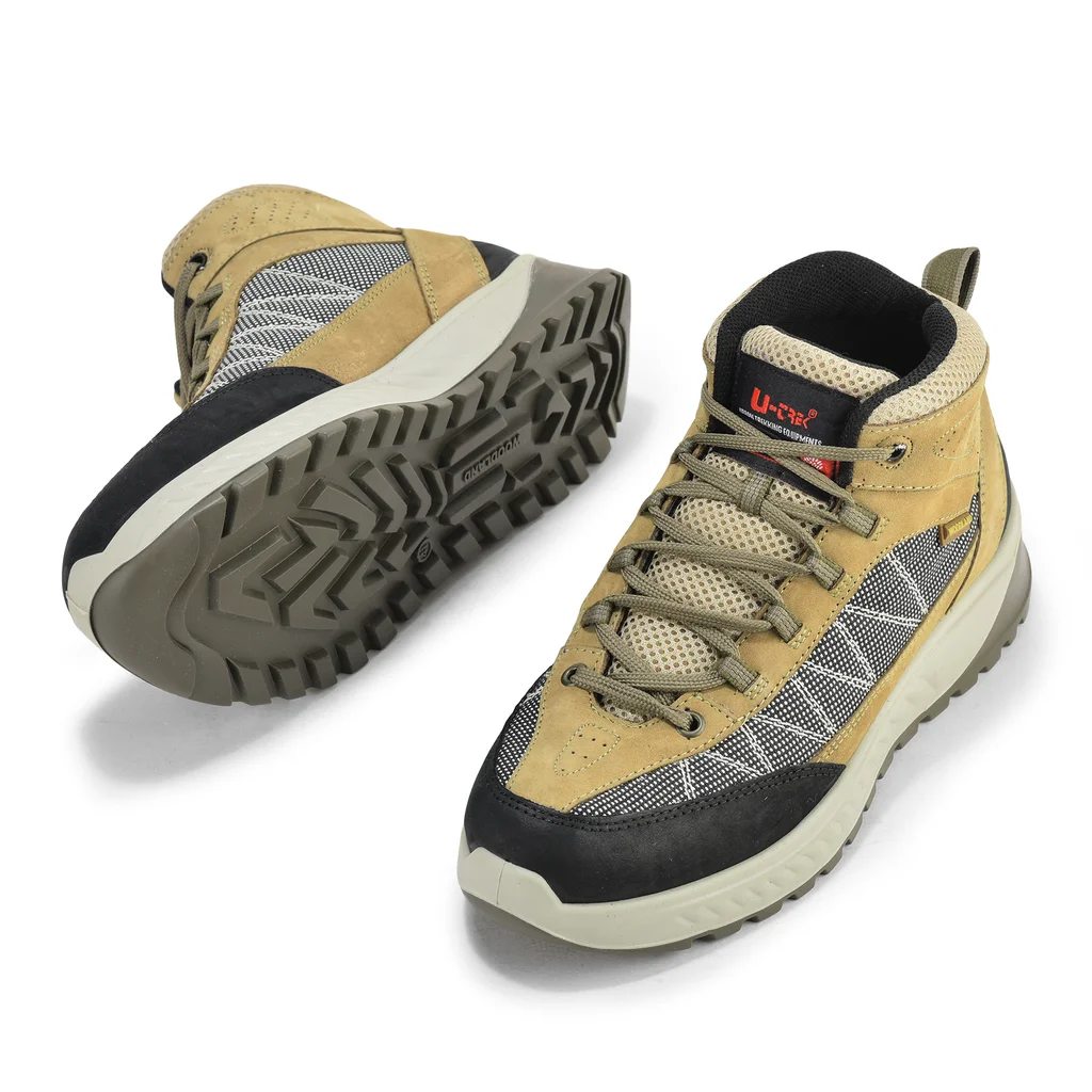 Khaki Casual lace-up boots for men - Thumbnail 4