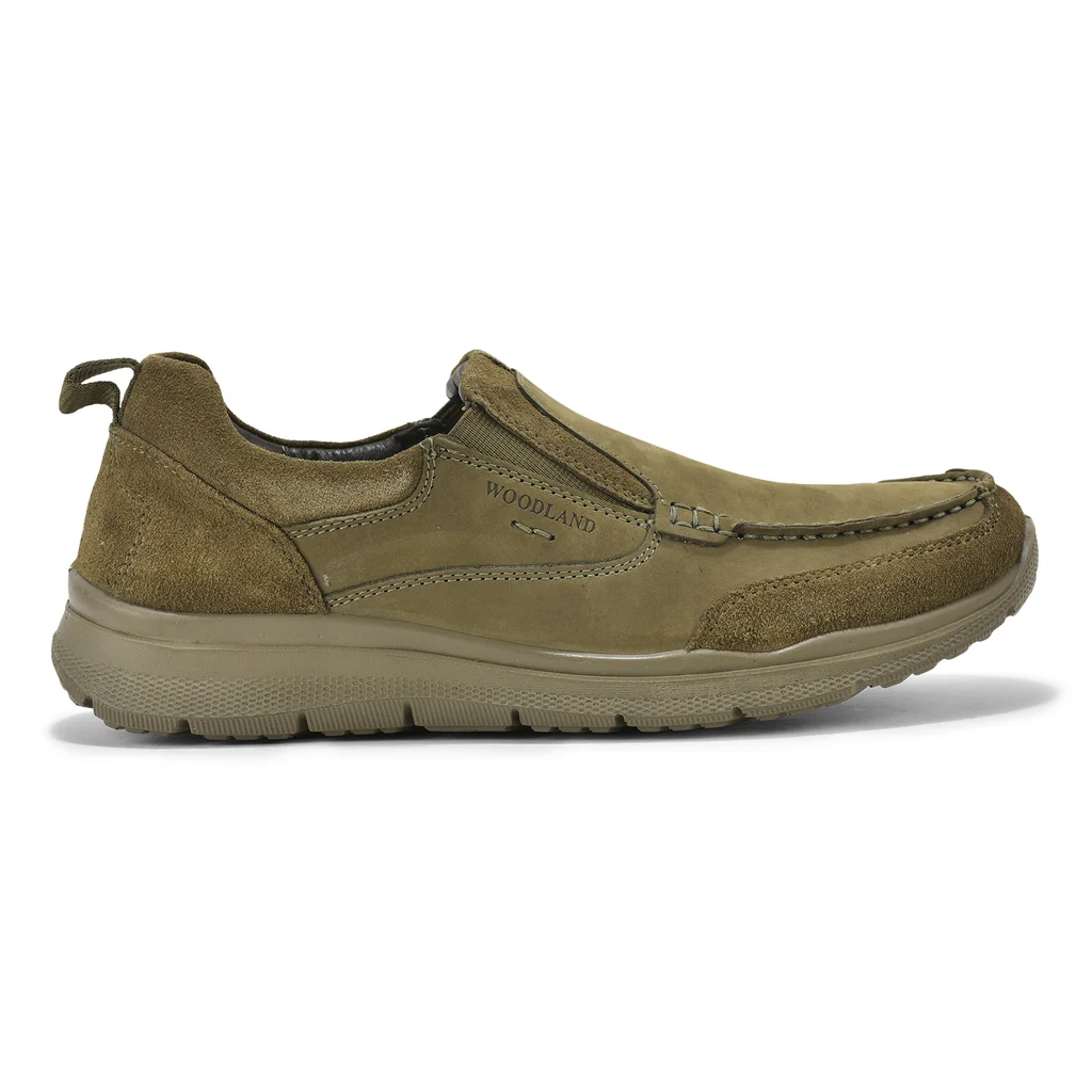 Olive green casual slip-on shoes for men - Image 1