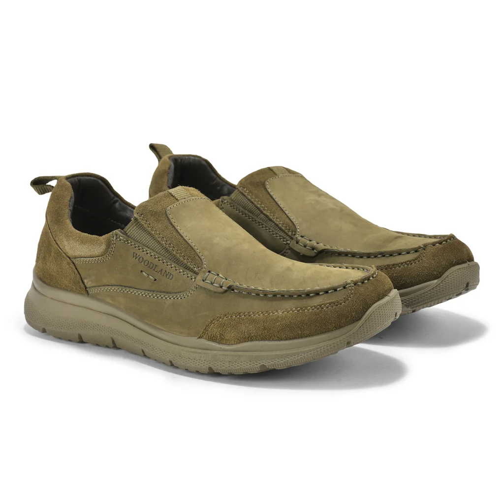 Olive green casual slip-on shoes for men - Thumbnail 3
