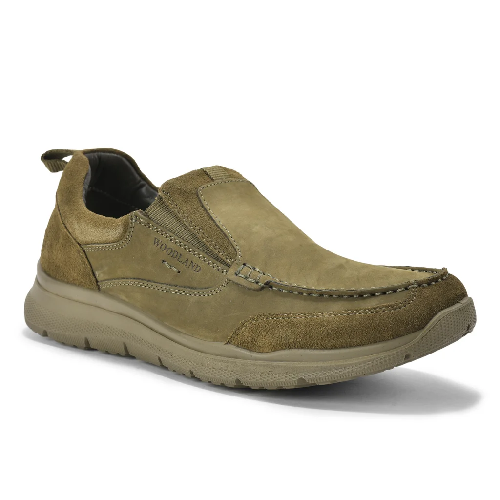 Olive green casual slip-on shoes for men - Thumbnail 4