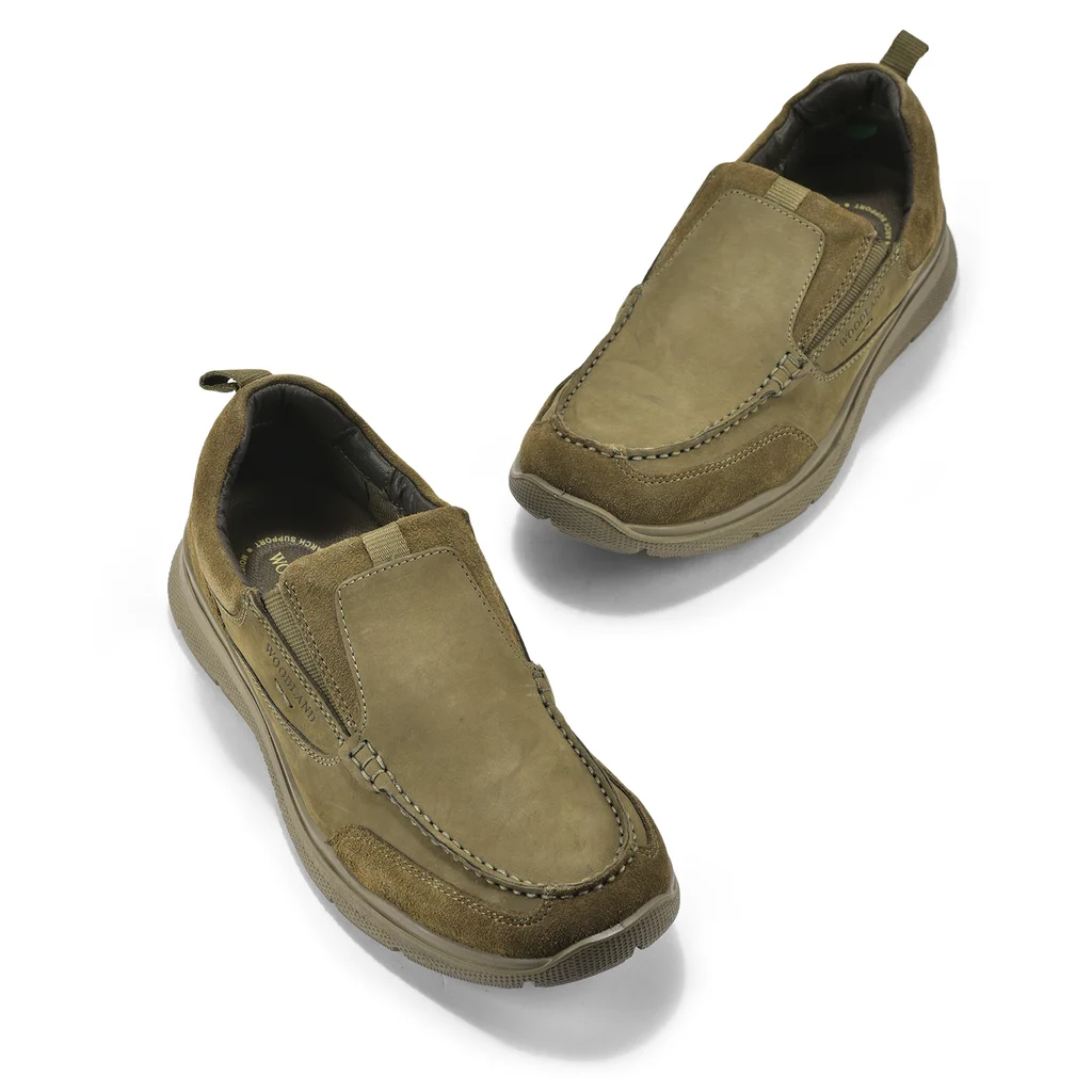 Olive green casual slip-on shoes for men - Thumbnail 5